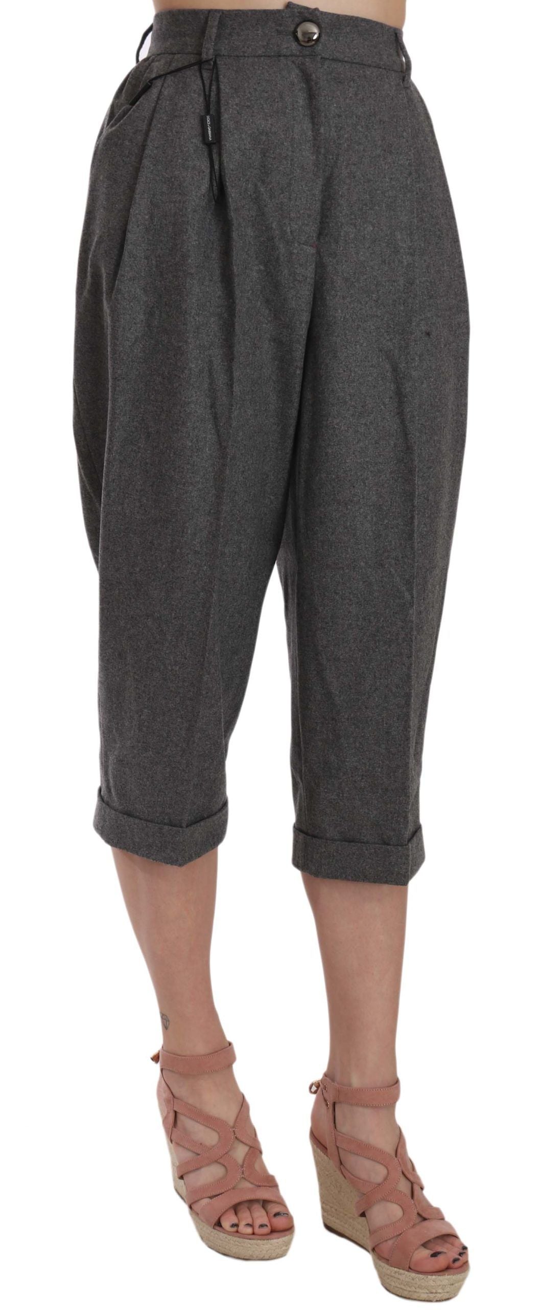 Elegant Gray Wool-Cashmere Pleated Trousers - ventzia