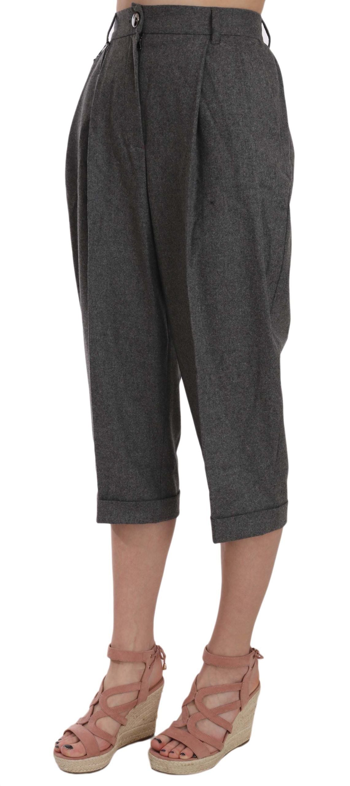 Elegant Gray Wool-Cashmere Pleated Trousers - ventzia