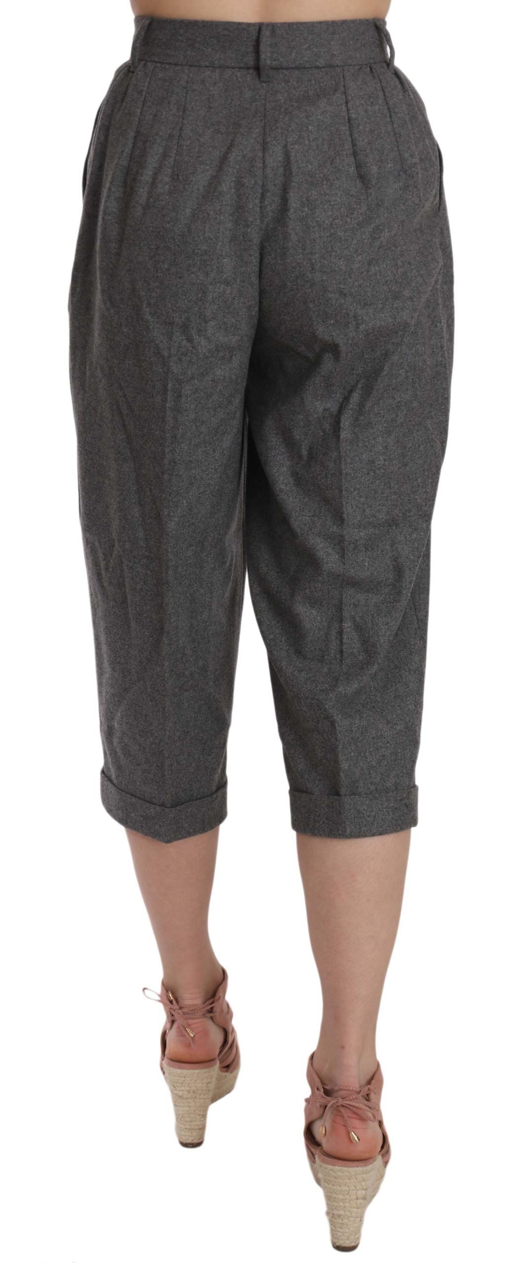 Elegant Gray Wool-Cashmere Pleated Trousers - ventzia