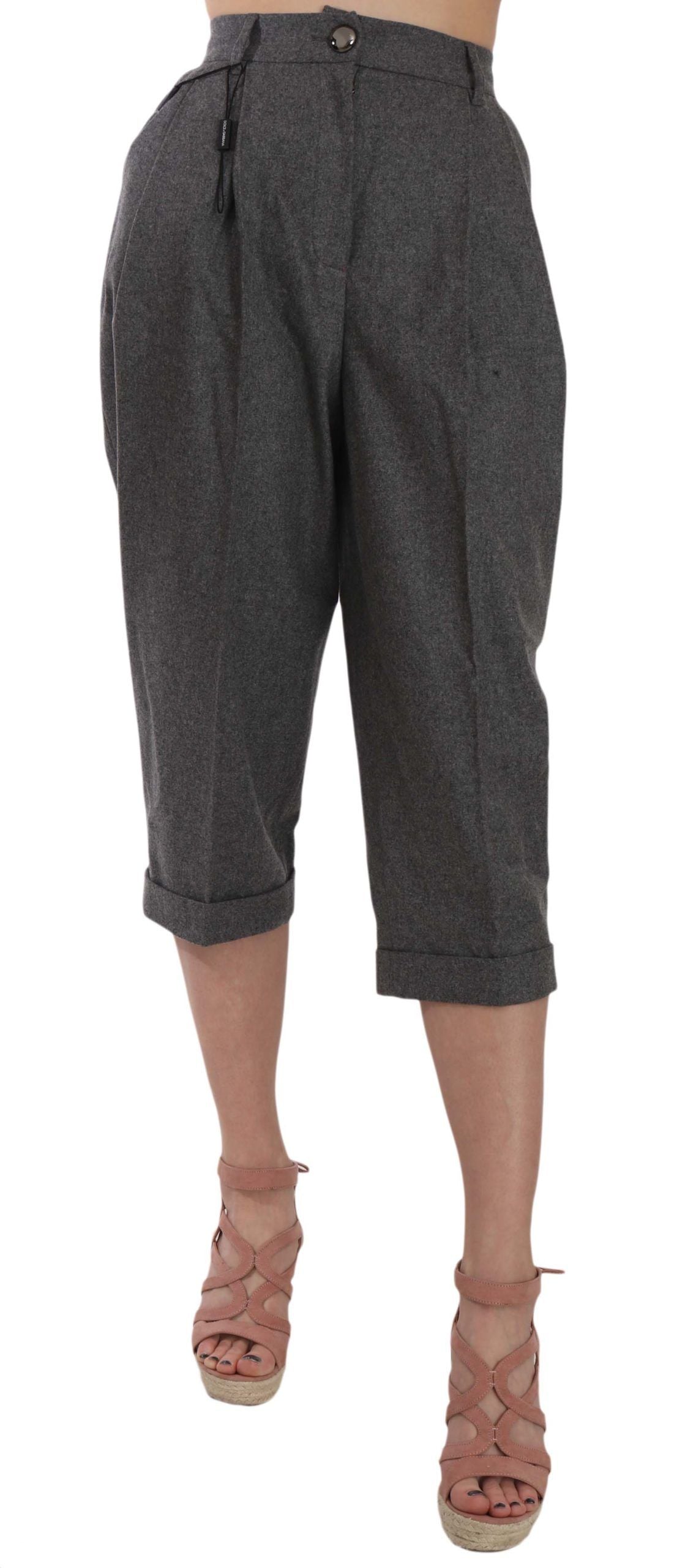 Elegant Gray Wool-Cashmere Pleated Trousers - ventzia
