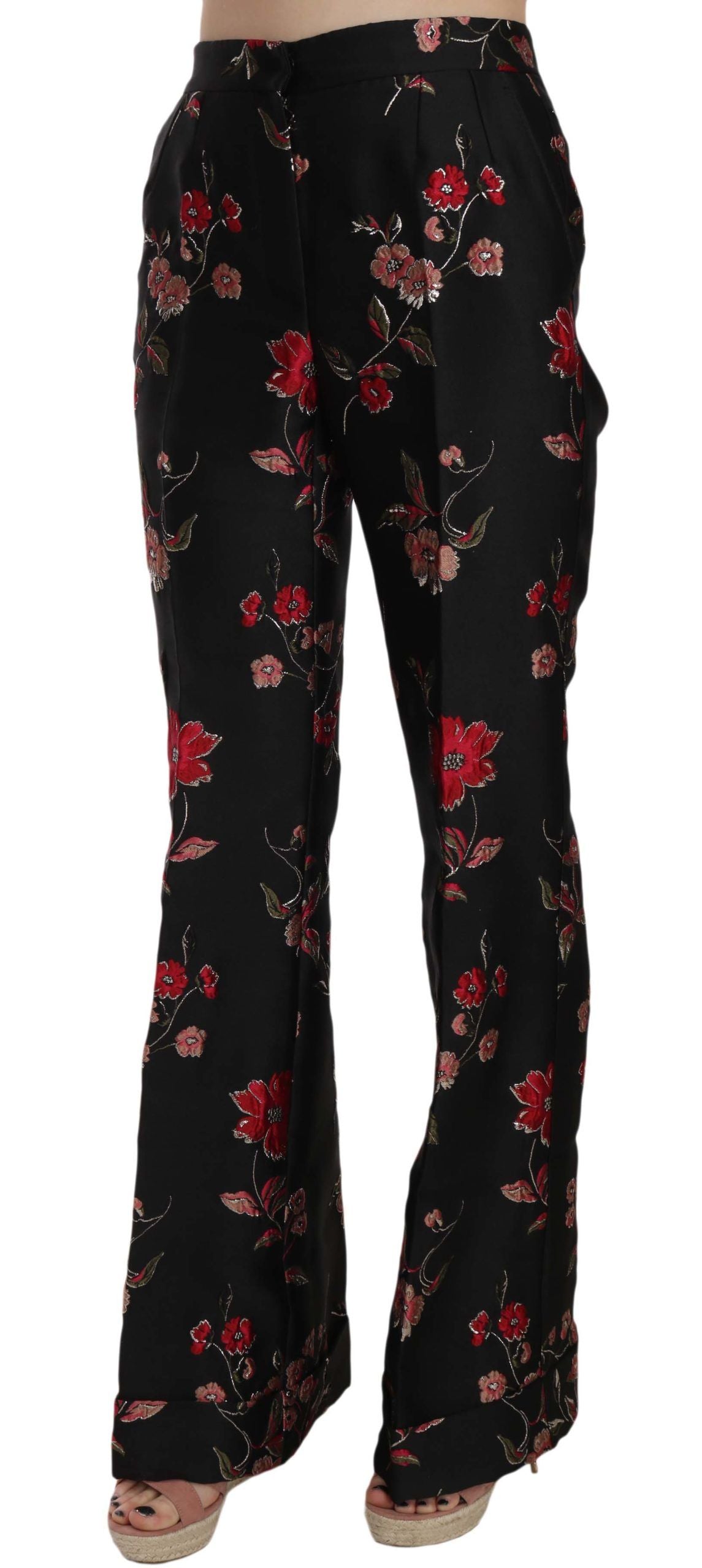 Elegant Floral Print Boot Cut Trousers - ventzia