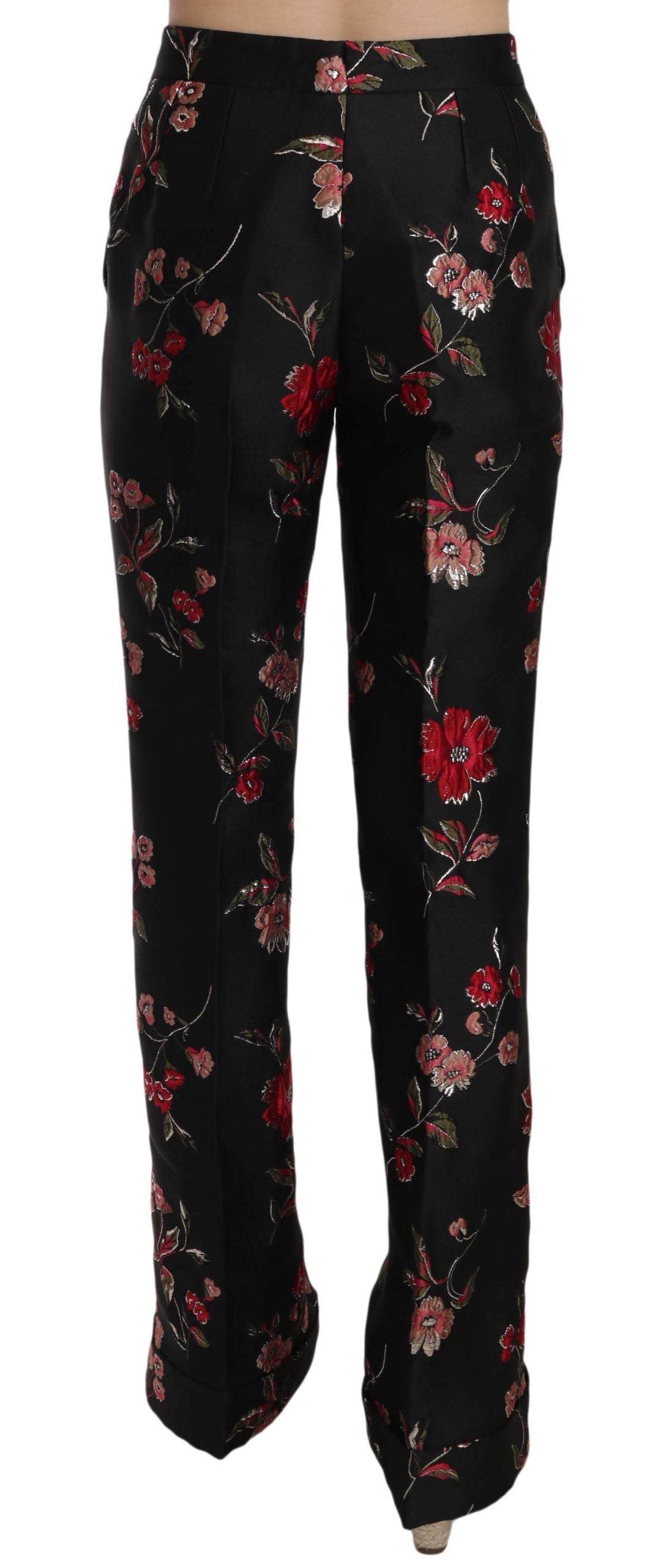 Elegant Floral Print Boot Cut Trousers - ventzia