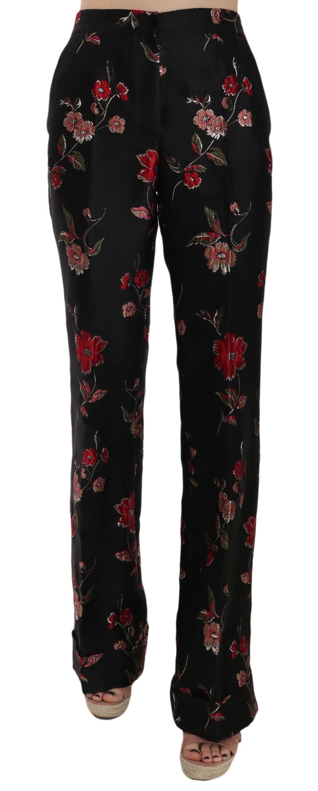 Elegant Floral Print Boot Cut Trousers - ventzia