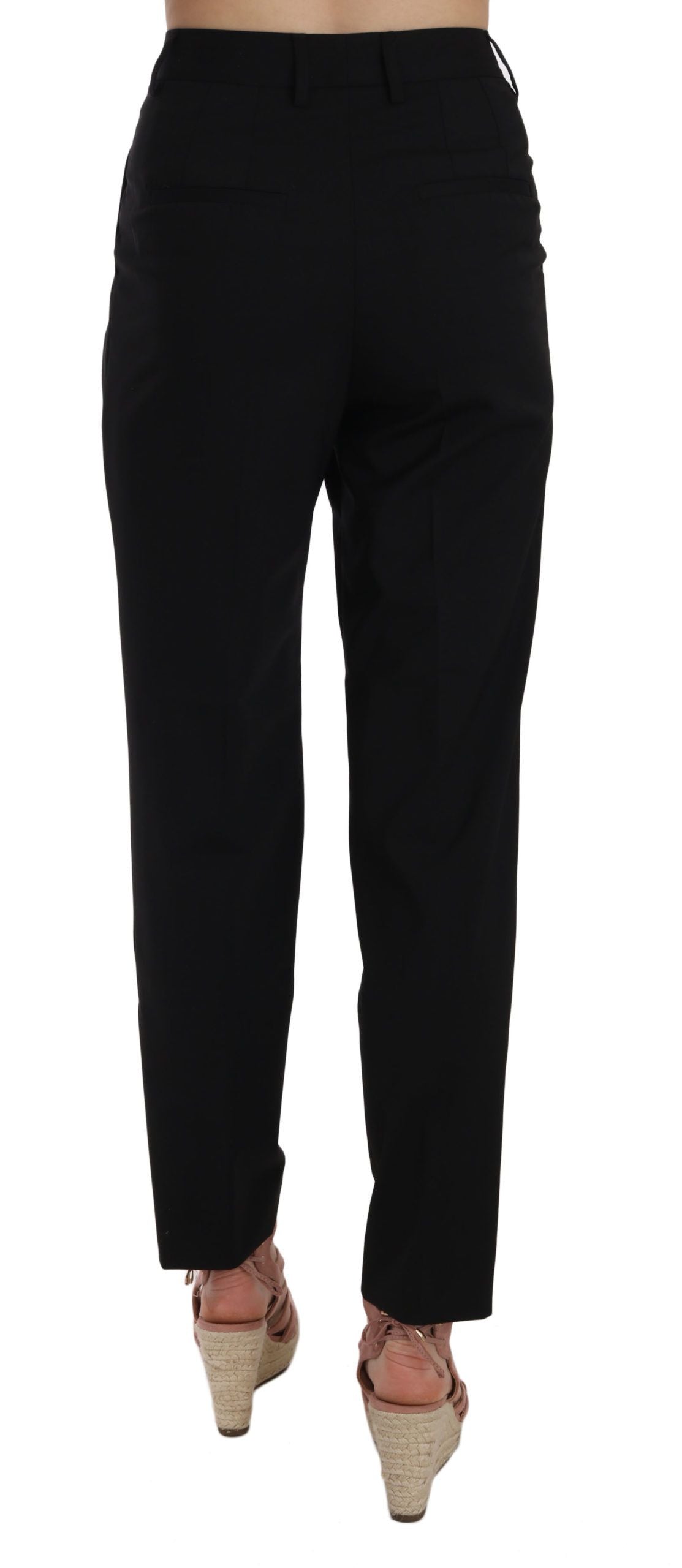 Elegant Pleated Tapered Black Trousers - ventzia