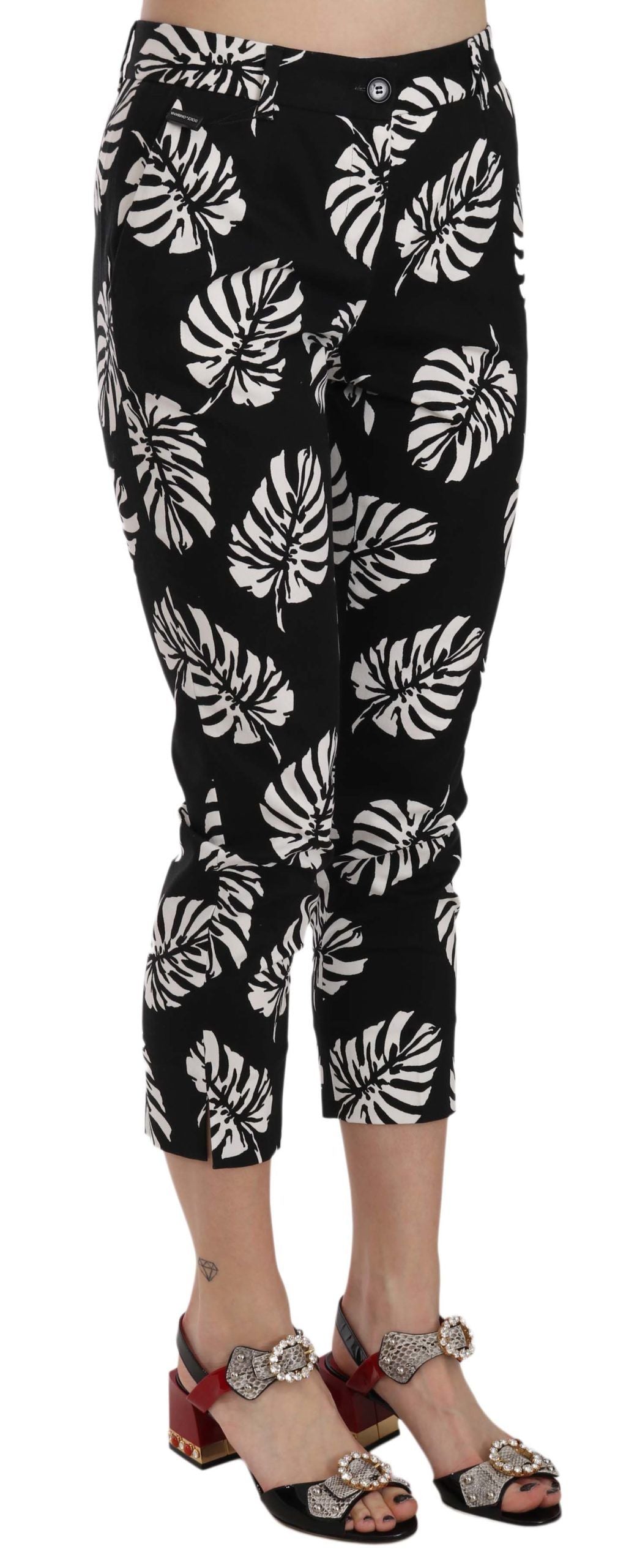 Elegant Skinny Capri With Palm Print - ventzia