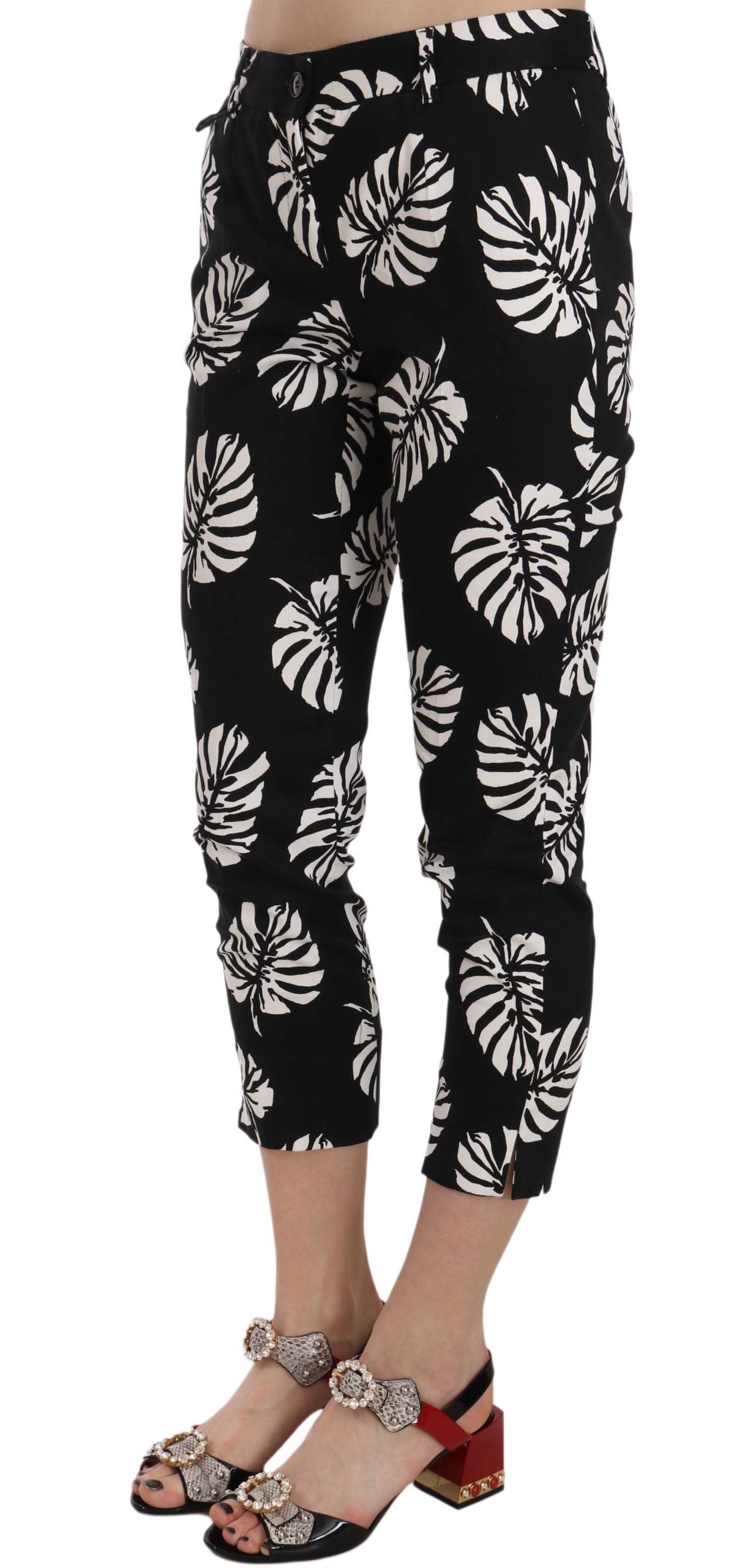 Elegant Skinny Capri With Palm Print - ventzia