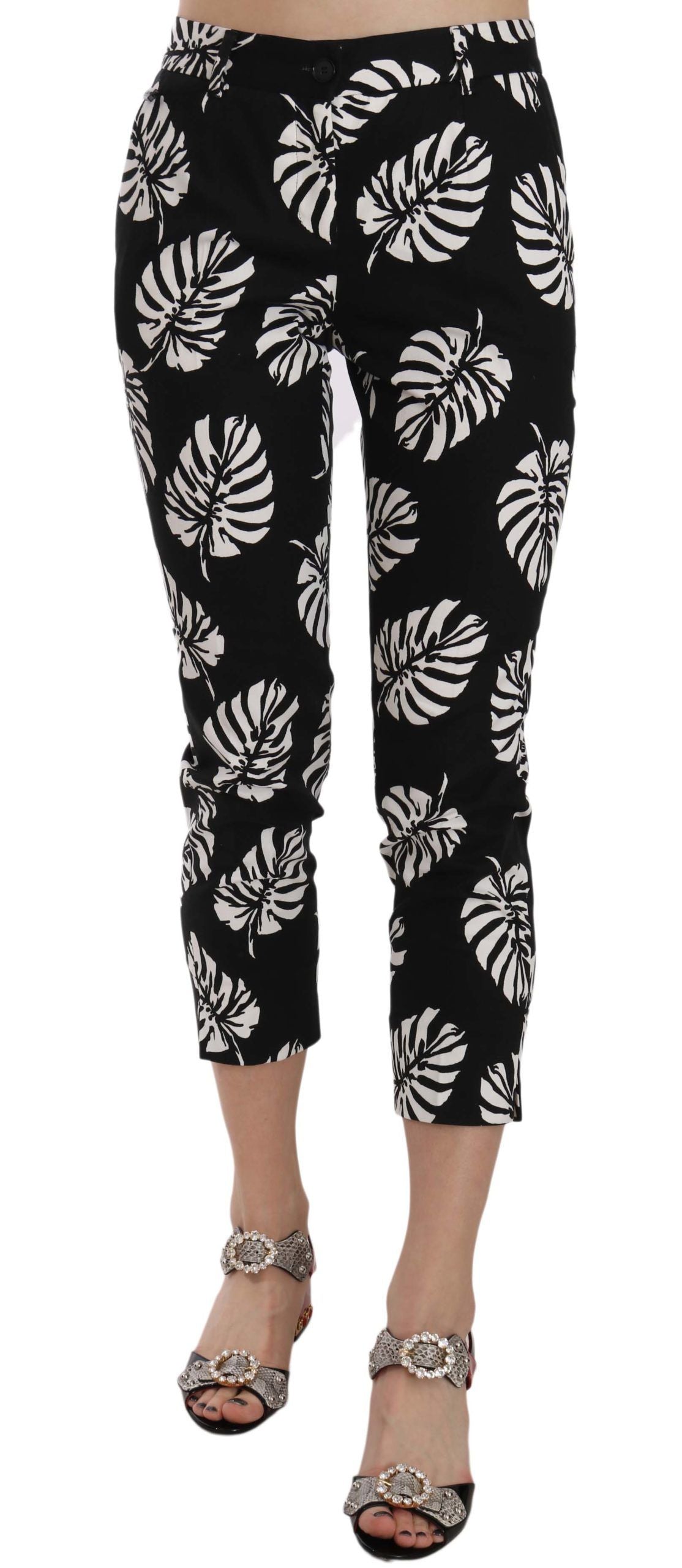 Elegant Skinny Capri With Palm Print - ventzia