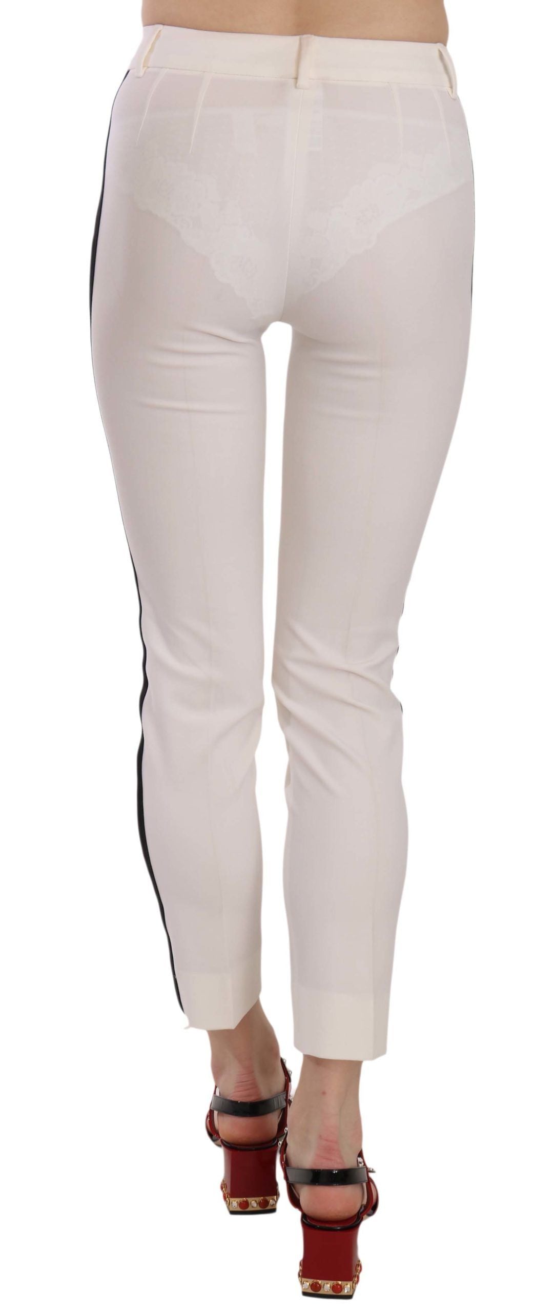 Elegant Side Stripe Cropped Wool Trousers - ventzia