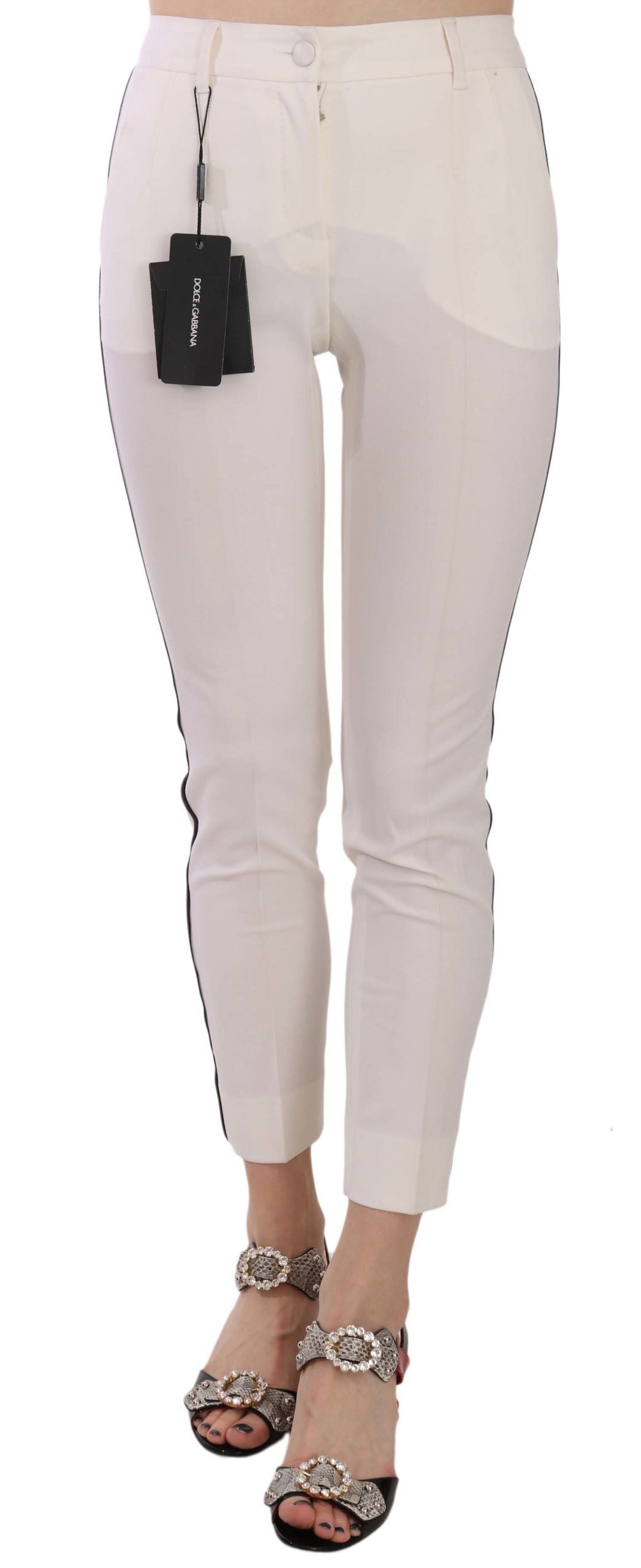 Elegant Side Stripe Cropped Wool Trousers - ventzia