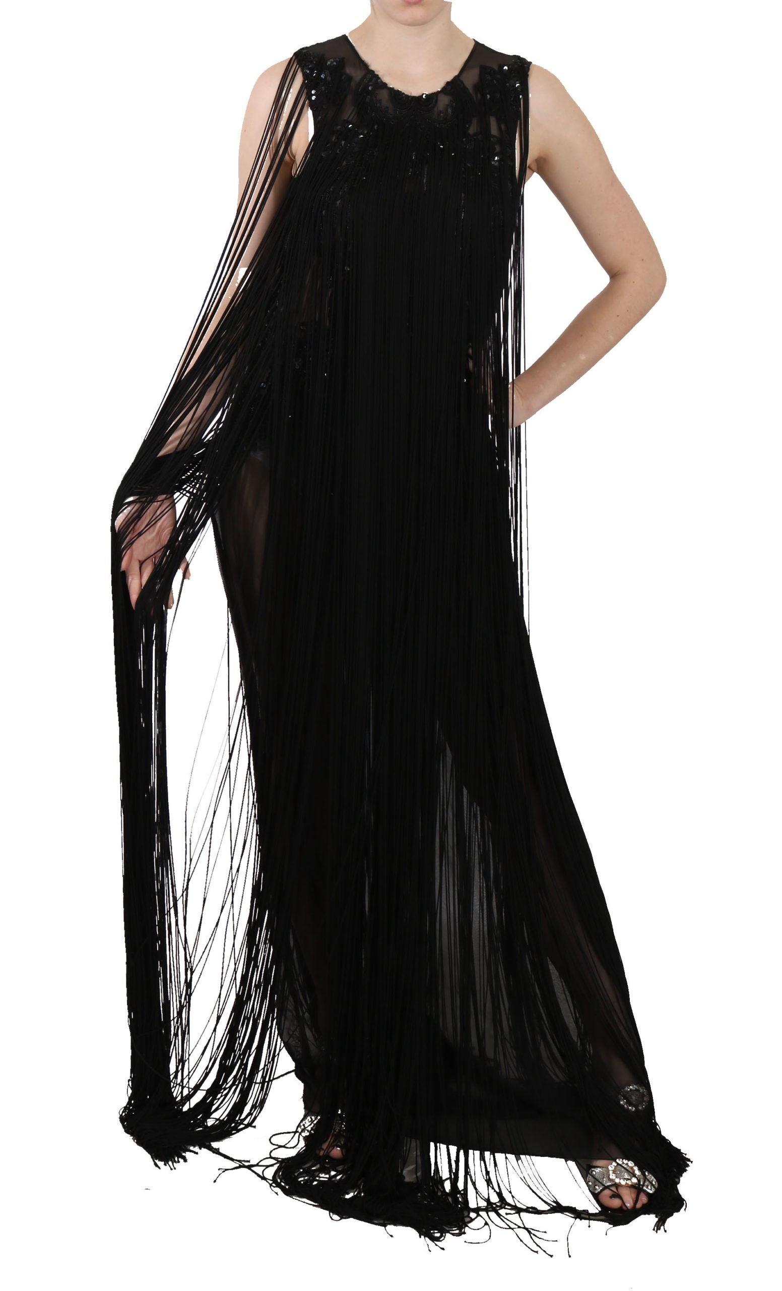 Sheer Sequined Maxi Elegance Dress - ventzia
