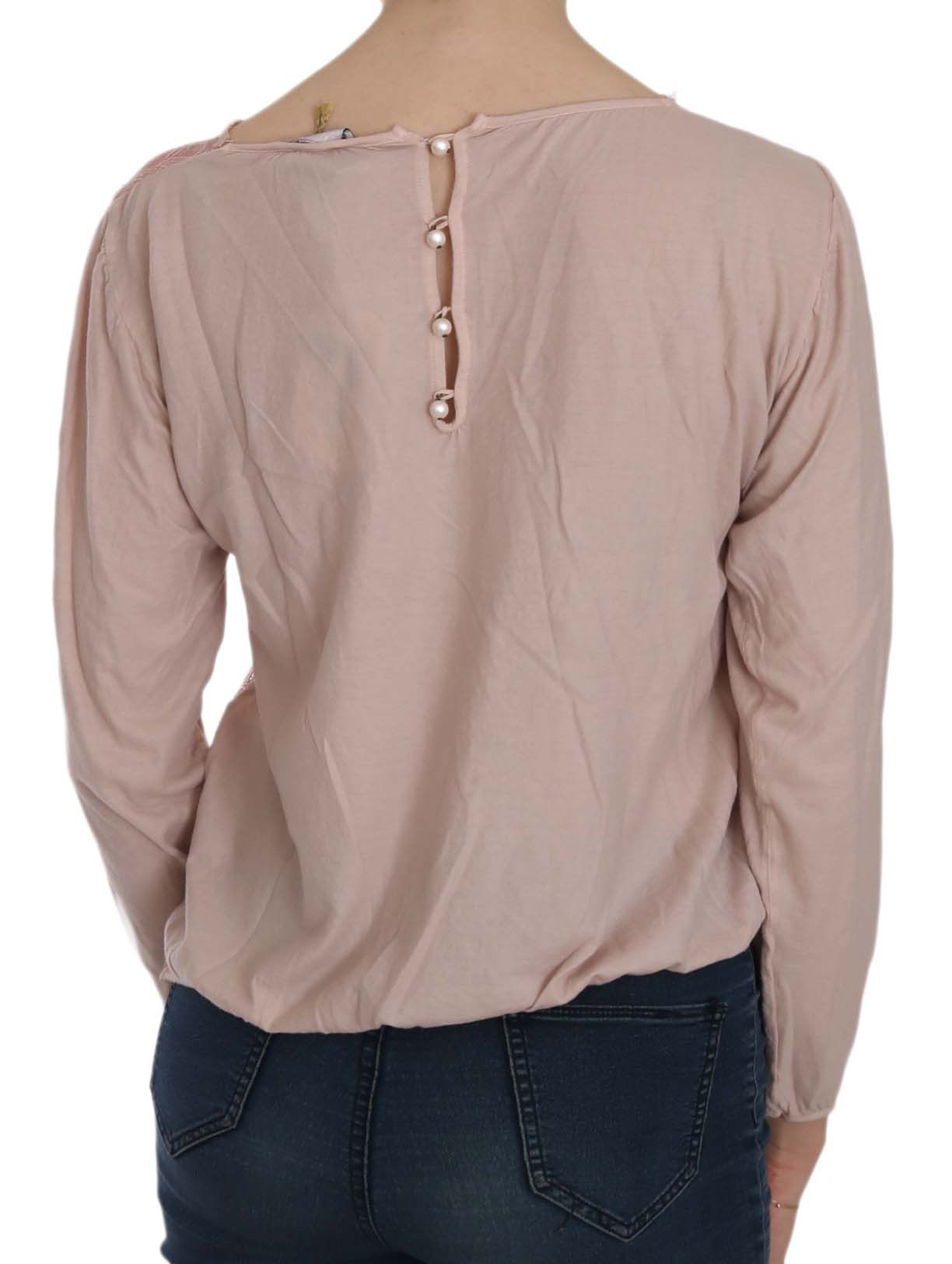 Elegant Pink Lace Boat Neck Blouse - ventzia