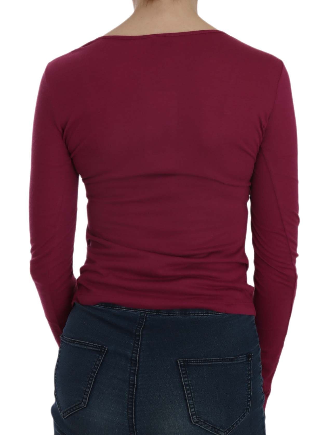 Fuchsia Crystal Embellished U-Neck Blouse - ventzia