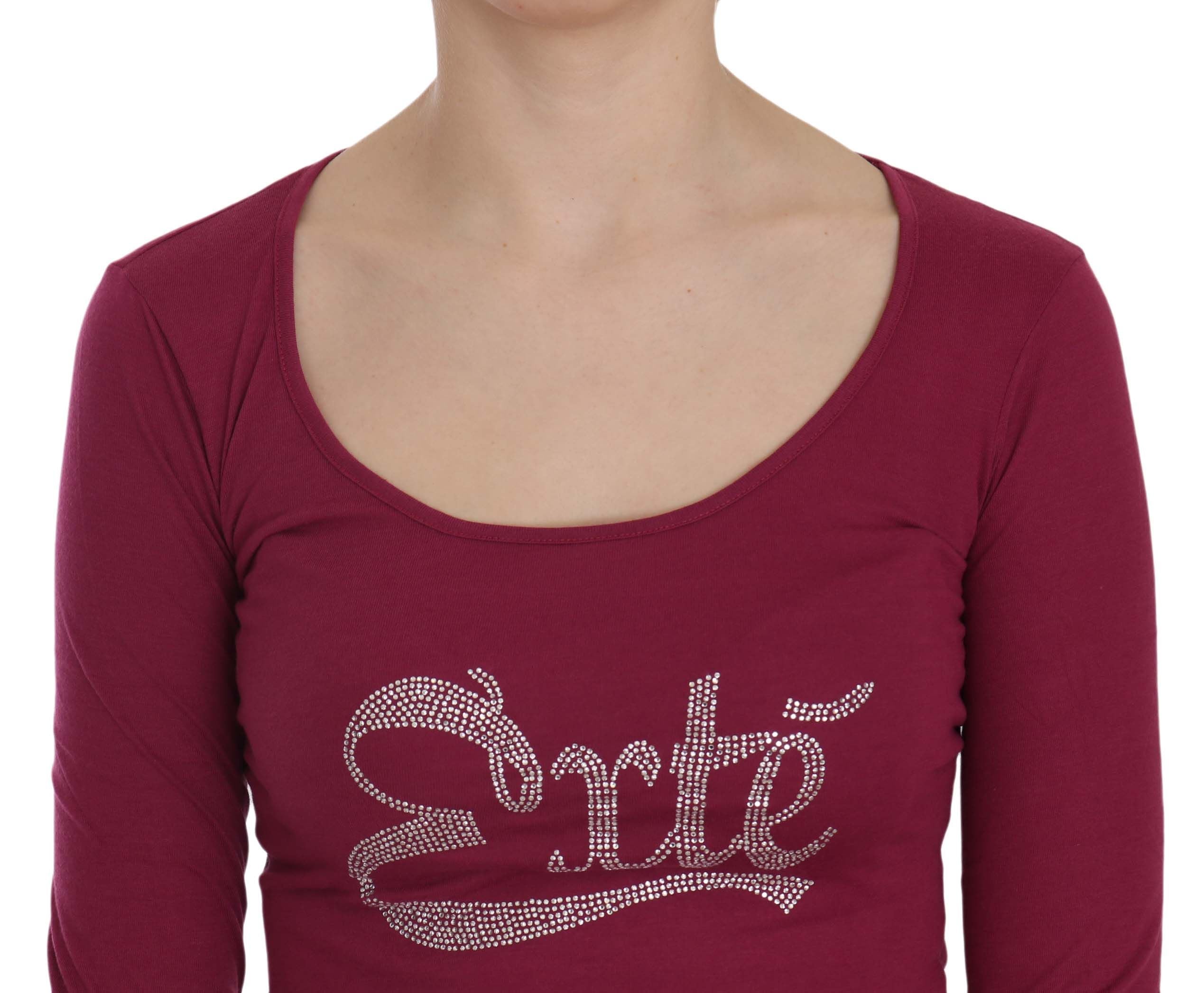 Fuchsia Crystal Embellished U-Neck Blouse - ventzia