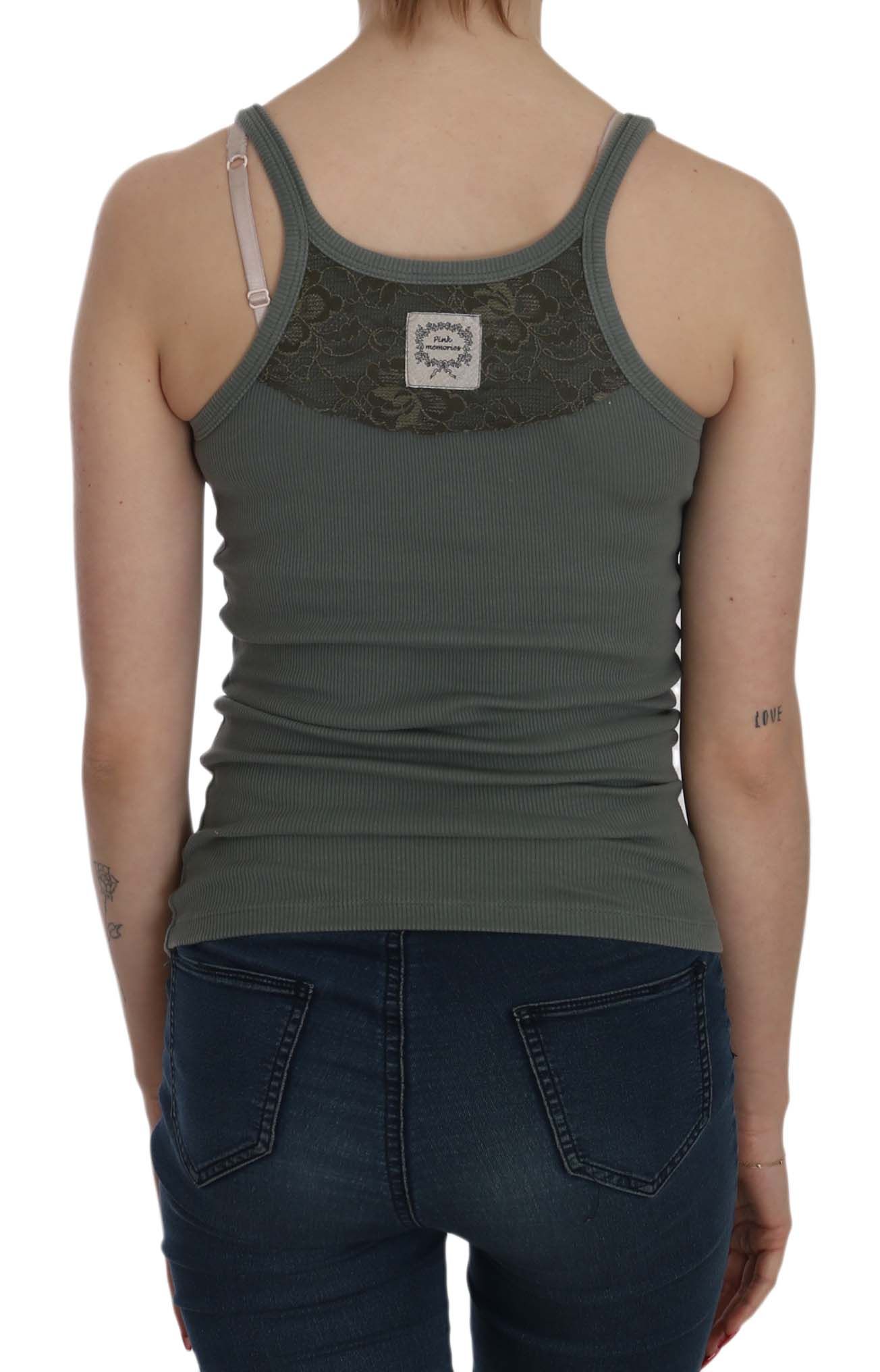 Elegant Round Neck Sleeveless Green Cotton Blouse - ventzia