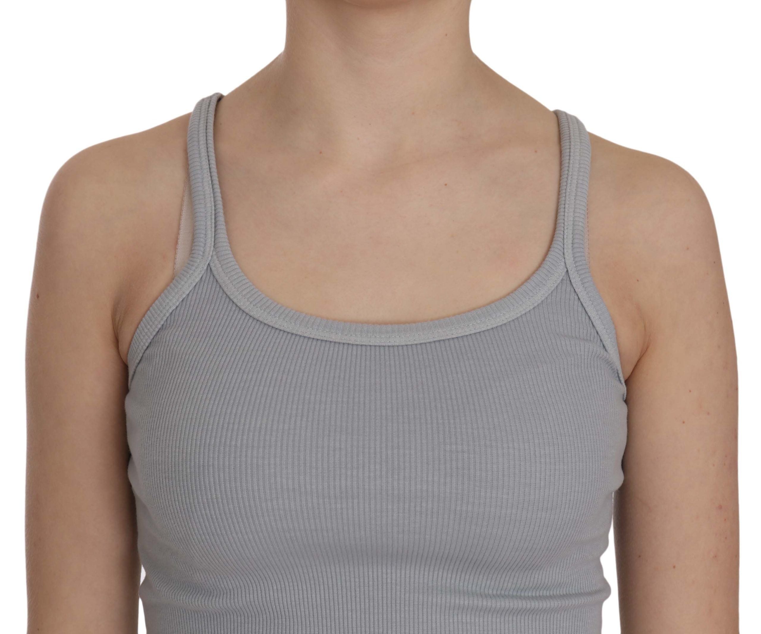 Elegant Sleeveless Light Gray Cotton Blouse - ventzia