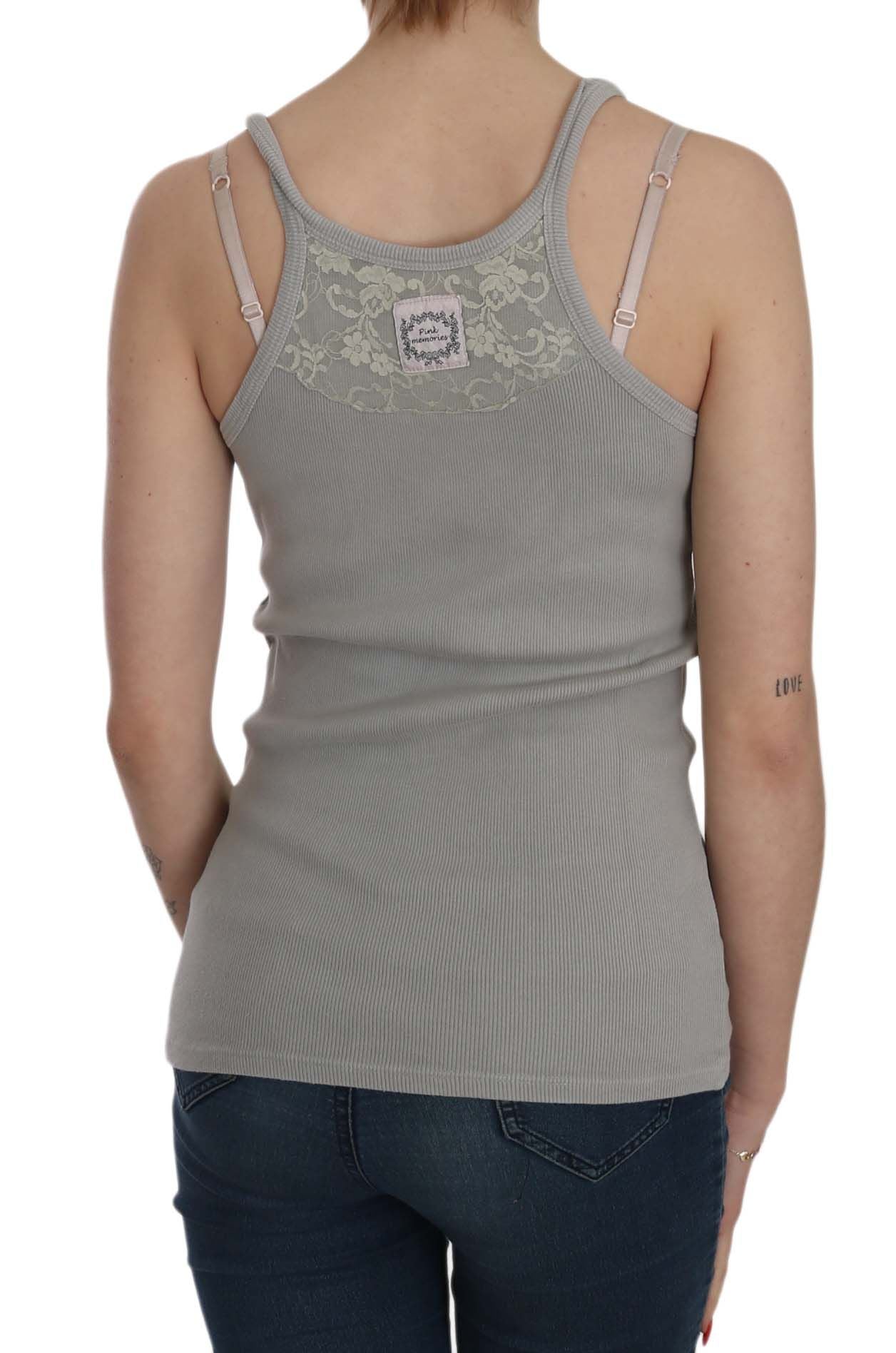 Elegant Sleeveless Grey Cotton Blouse - ventzia