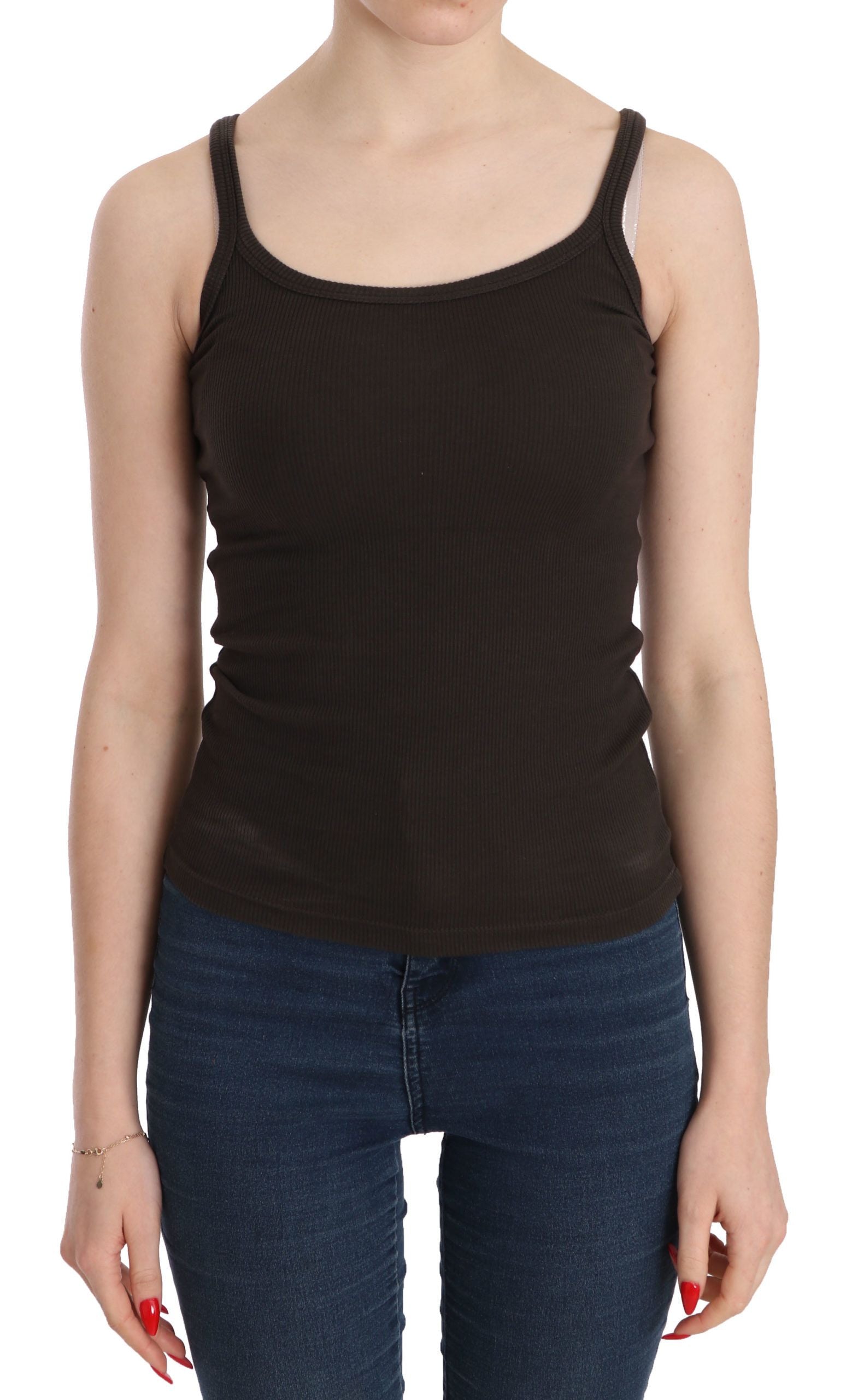 Elegant Dark Brown Spaghetti Strap Blouse - ventzia