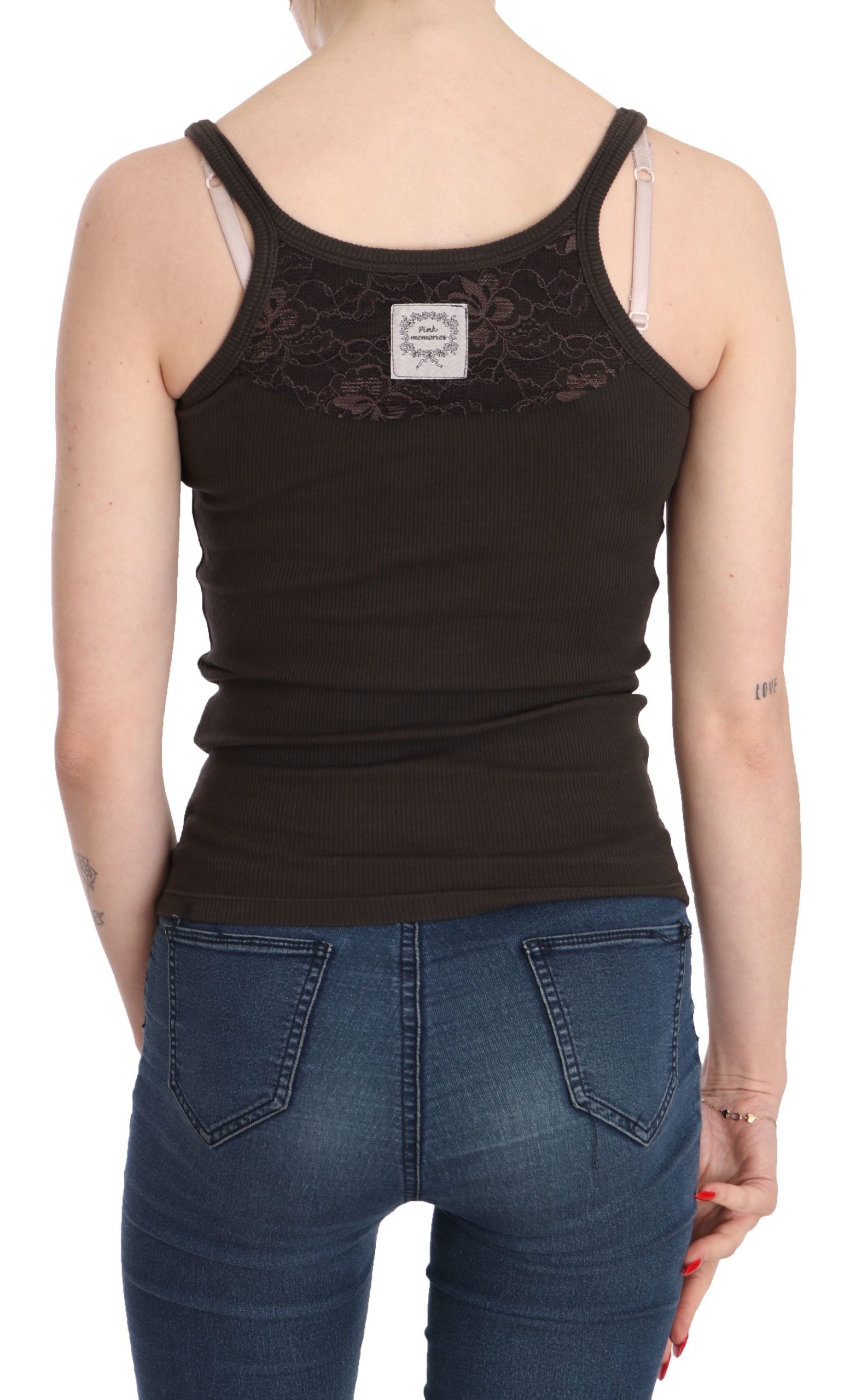 Elegant Dark Brown Spaghetti Strap Blouse - ventzia