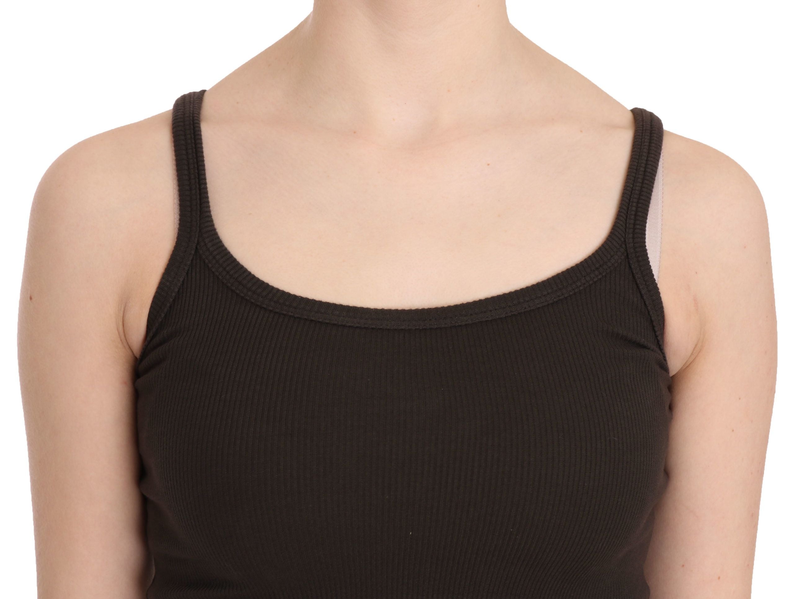 Elegant Dark Brown Spaghetti Strap Blouse - ventzia
