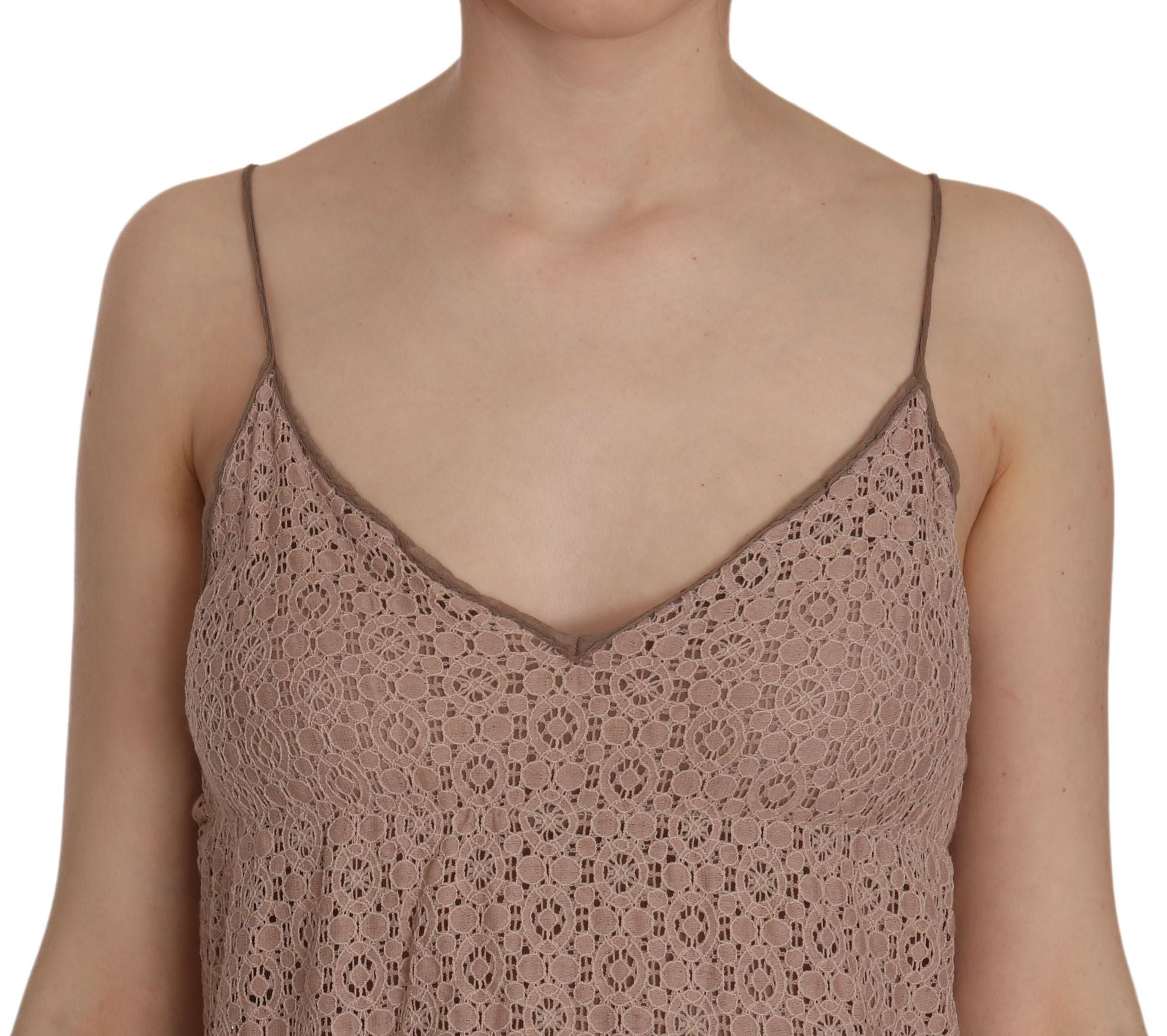 Beige A-Line Spaghetti Strap Mini Dress - ventzia