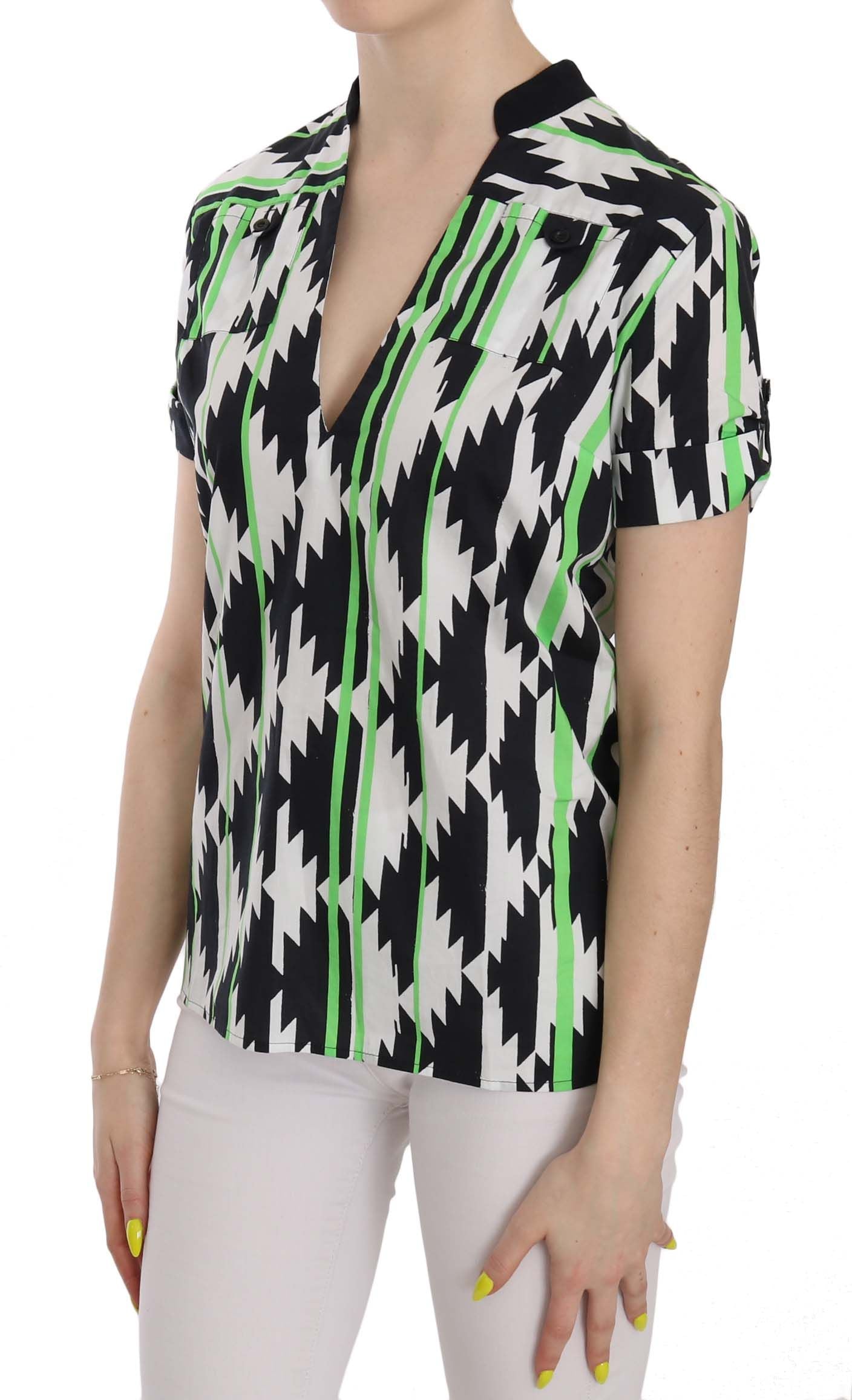 Glam Short Sleeve Plunging Neck Top - ventzia