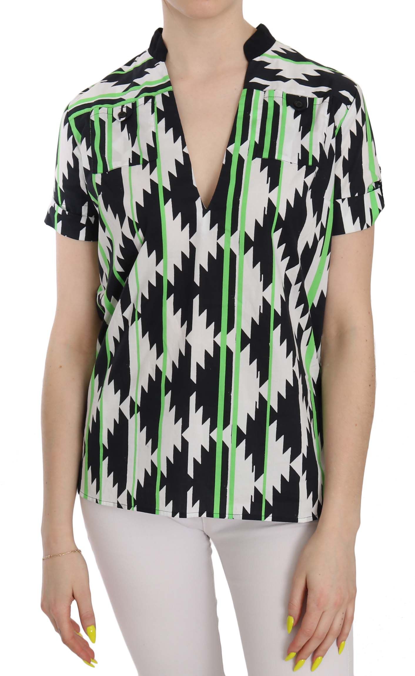 Glam Short Sleeve Plunging Neck Top - ventzia