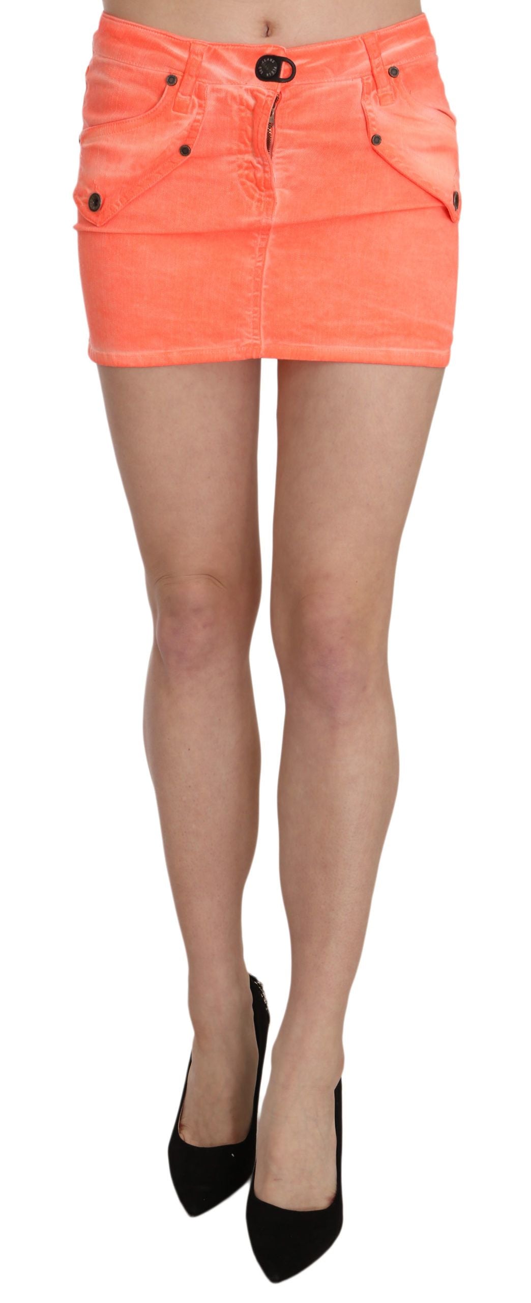 Vibrant Orange Mini Skort with Logo Detail - ventzia