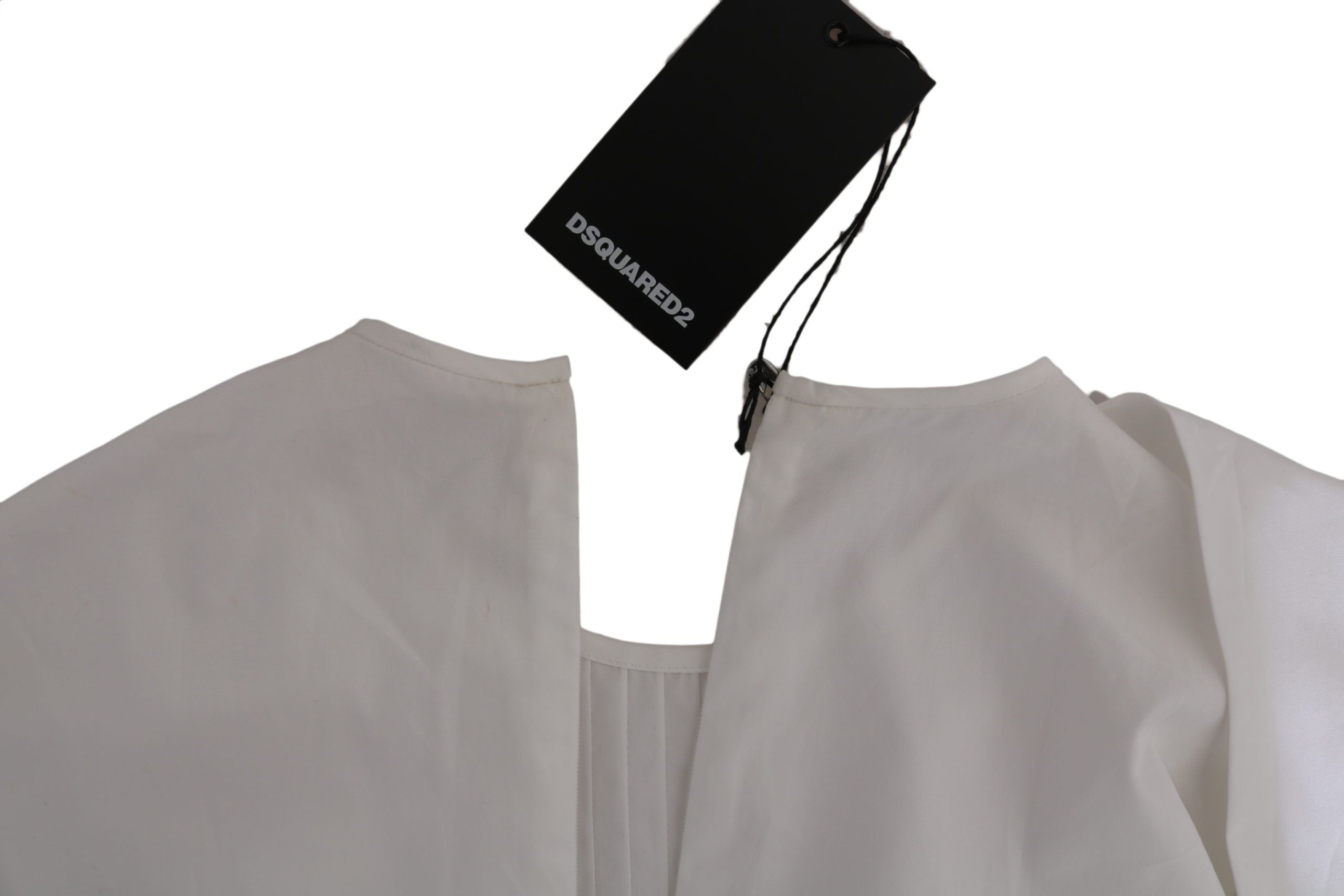 Elegant White Cotton Crew Neck Top - ventzia