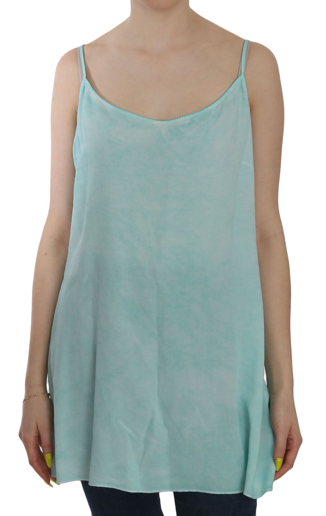 Elegant Spaghetti Strap Sleeveless Blue Top - ventzia