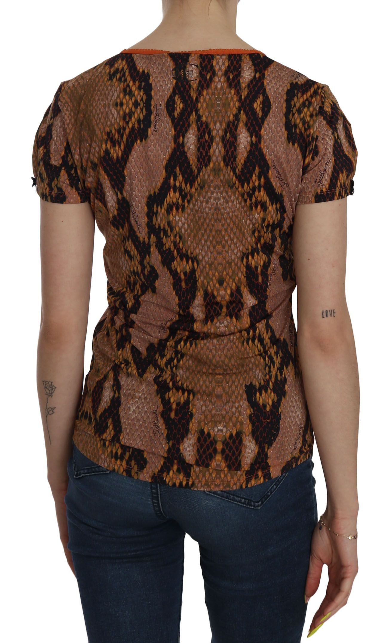 Alluring Brown Snake Skin Pattern Blouse - ventzia