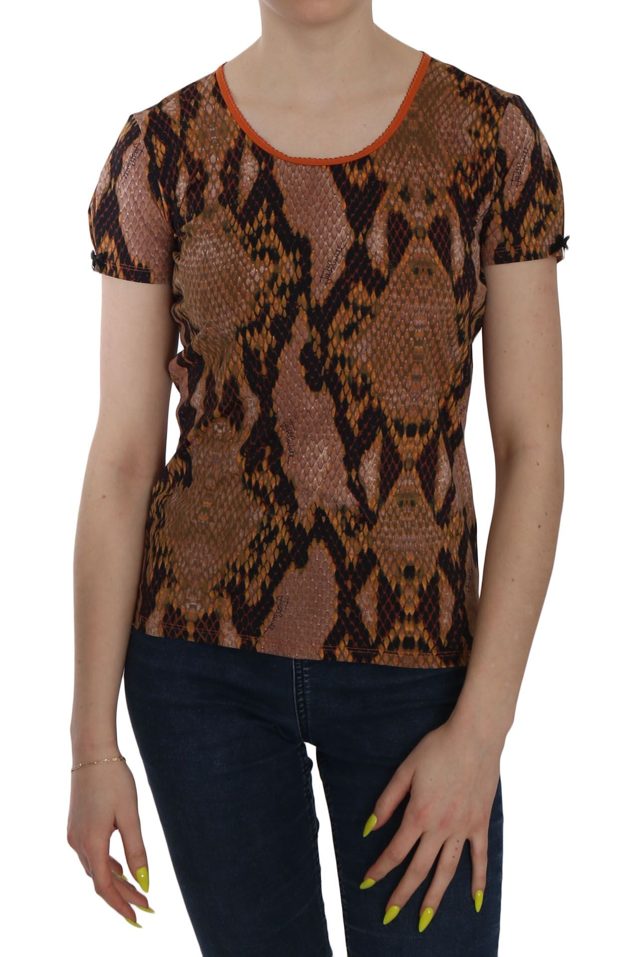 Alluring Brown Snake Skin Pattern Blouse - ventzia