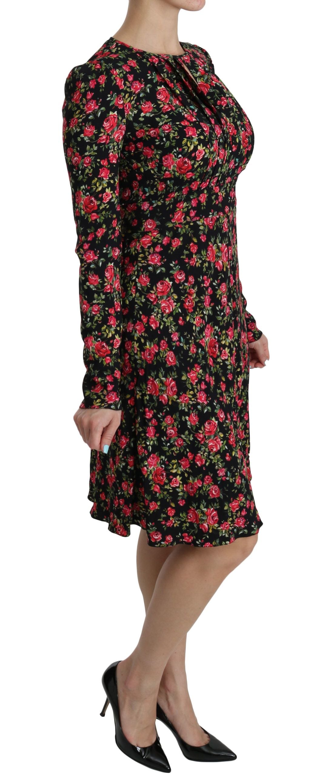 Floral A-Line Viscose Knee Length Dress - ventzia