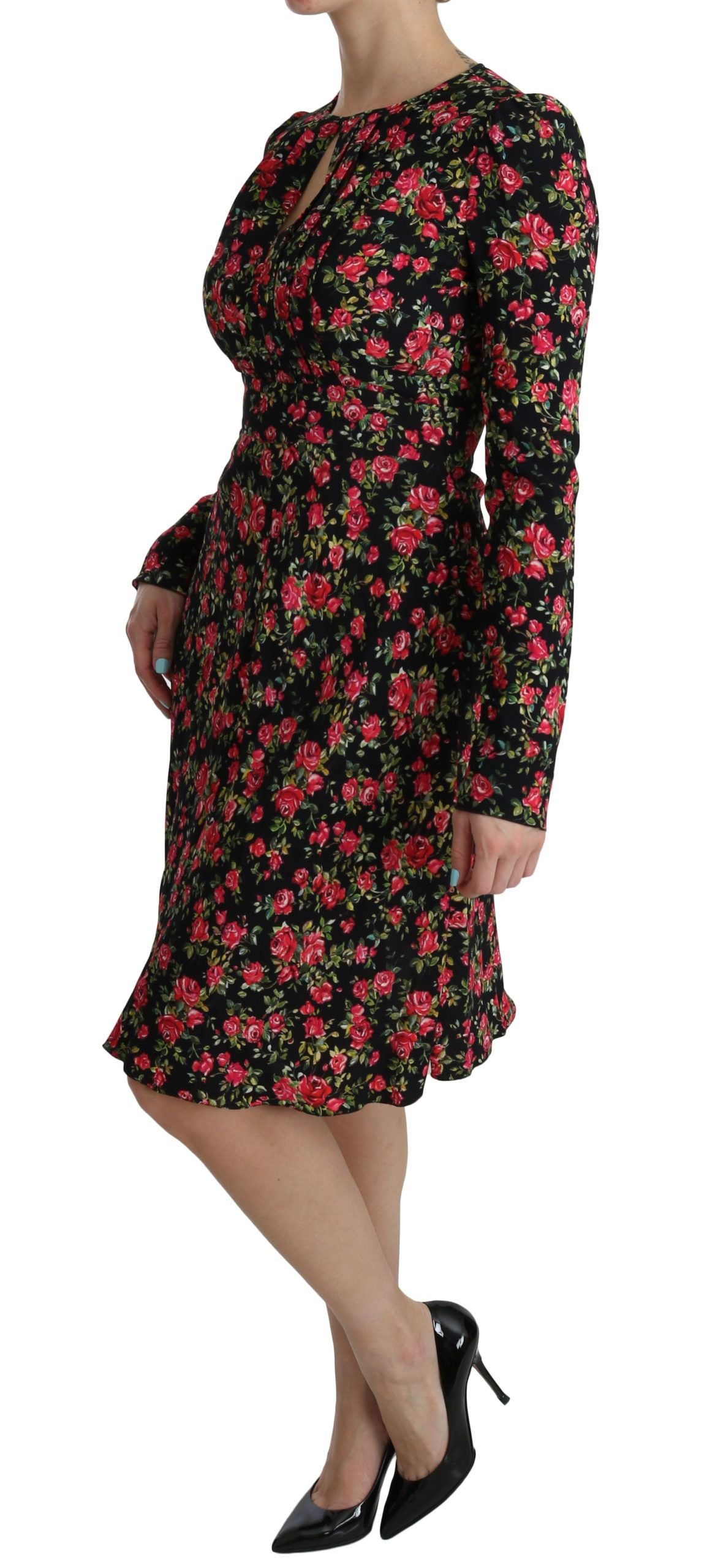 Floral A-Line Viscose Knee Length Dress - ventzia