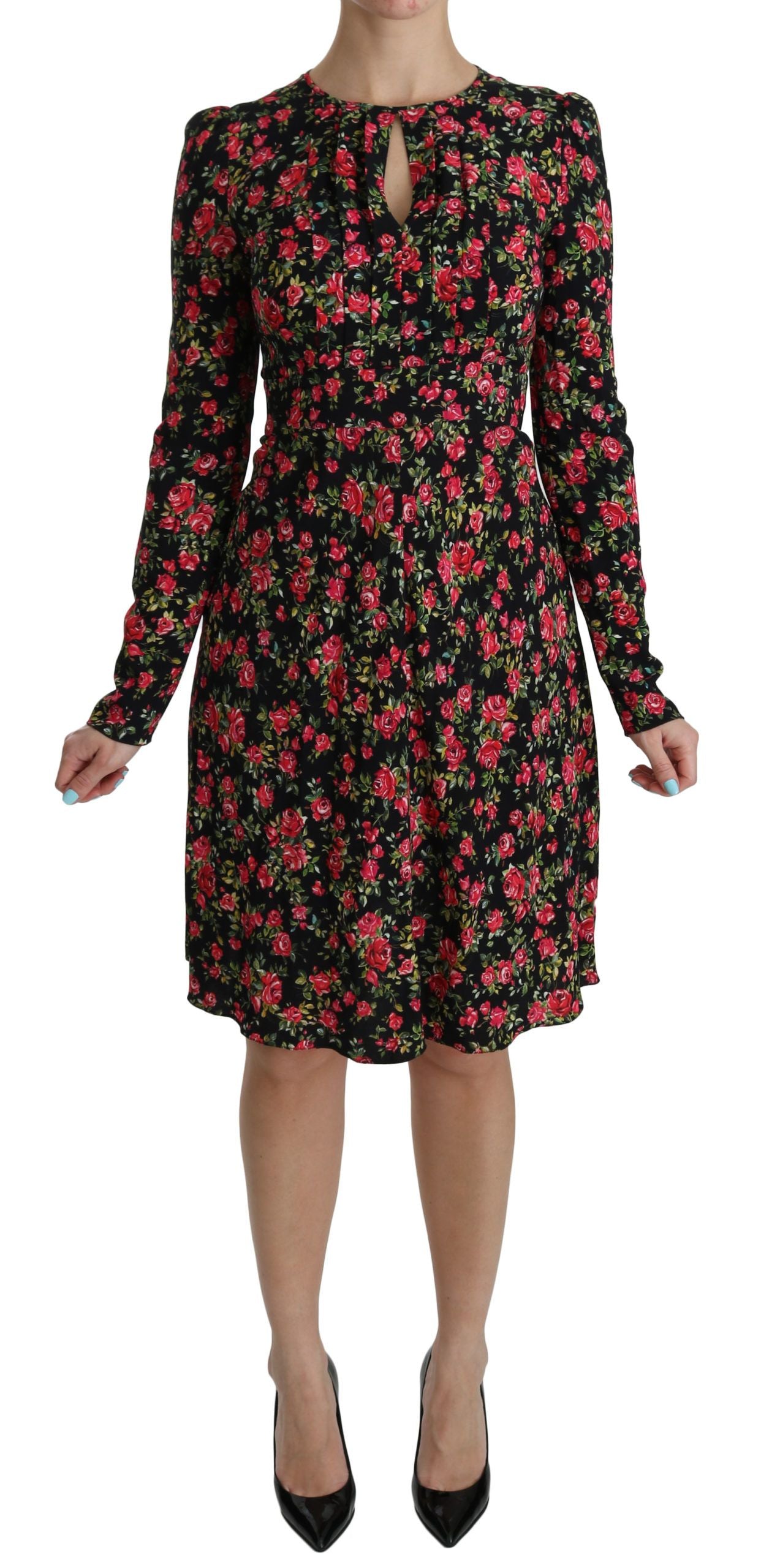 Floral A-Line Viscose Knee Length Dress - ventzia
