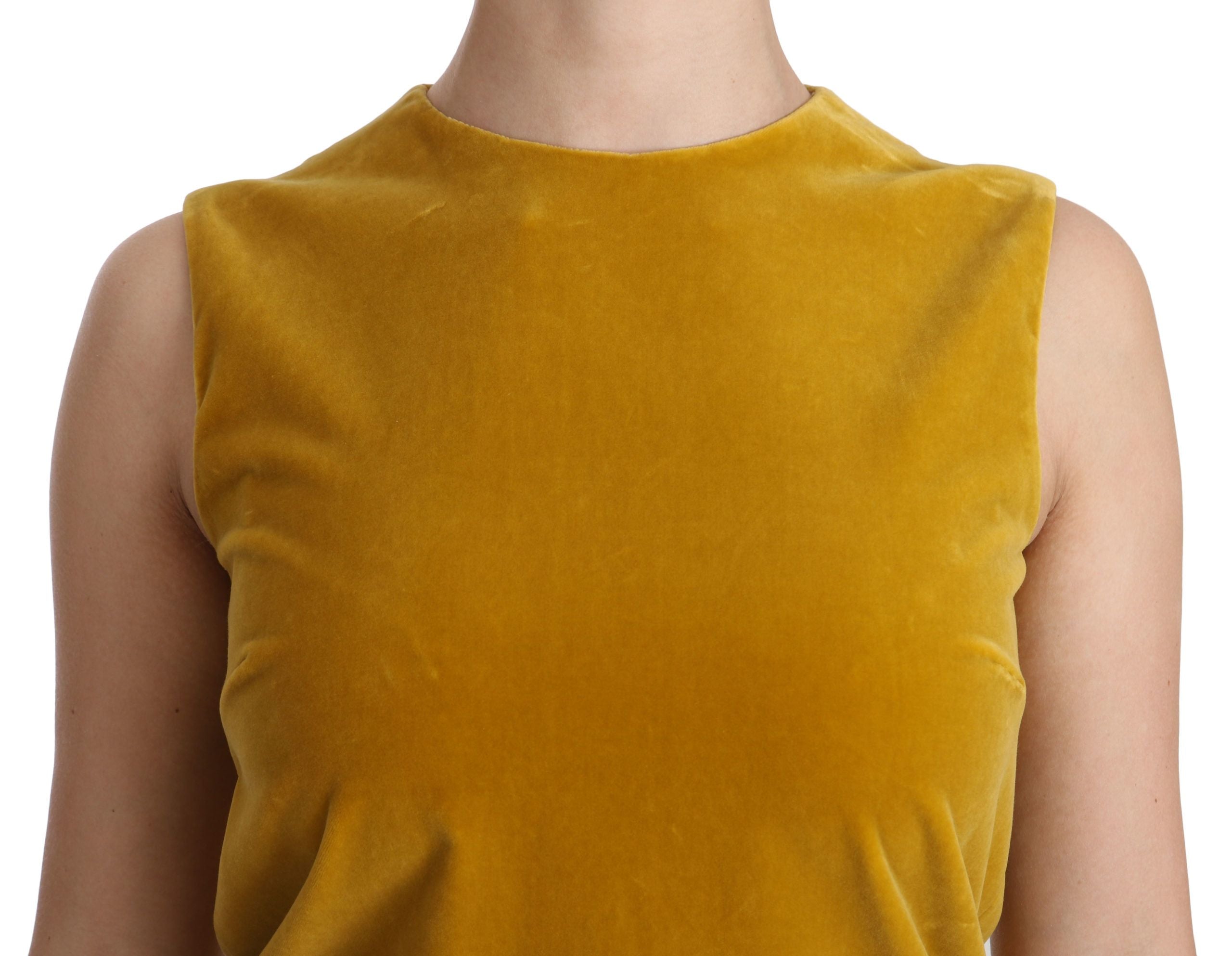 Mustard Velvet Shift Mini Dress - ventzia
