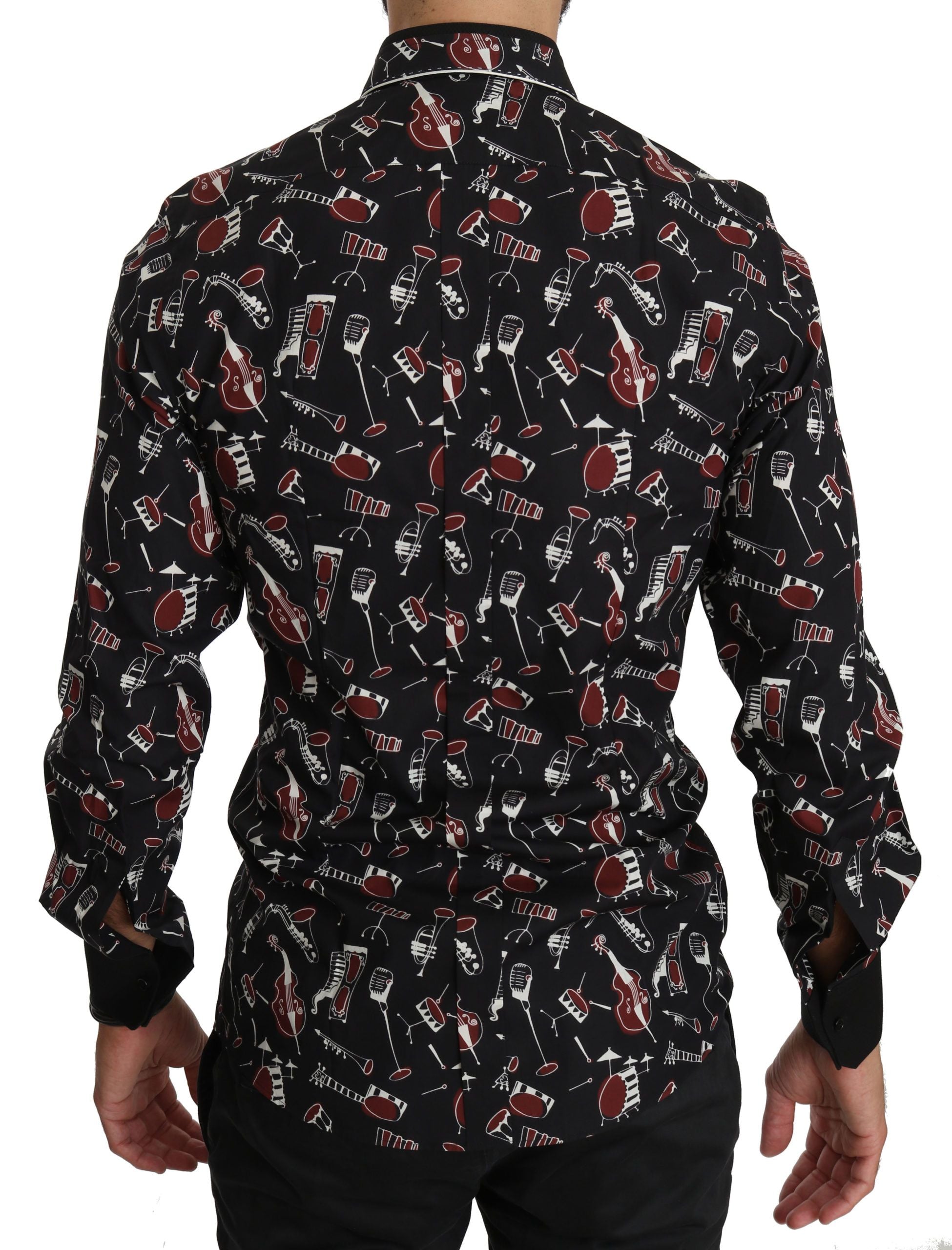 Black Musical Instrument Slim fit Shirt - ventzia