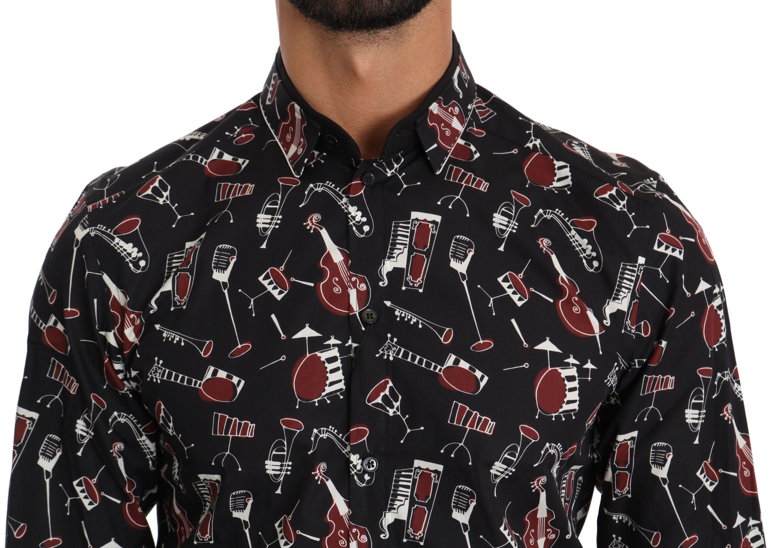 Black Musical Instrument Slim fit Shirt - ventzia