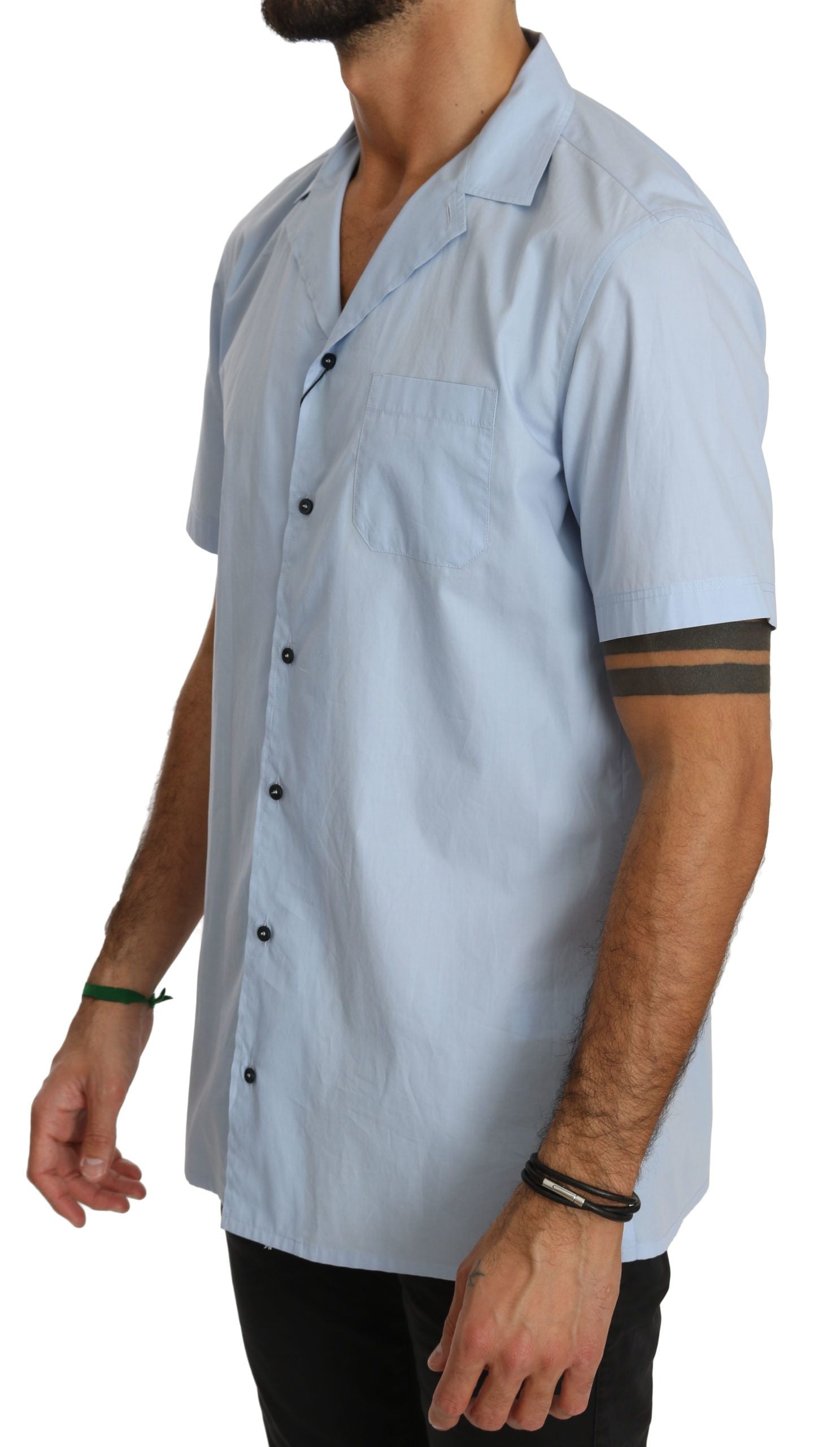 Elegant Blue Cotton Casual Shirt - ventzia