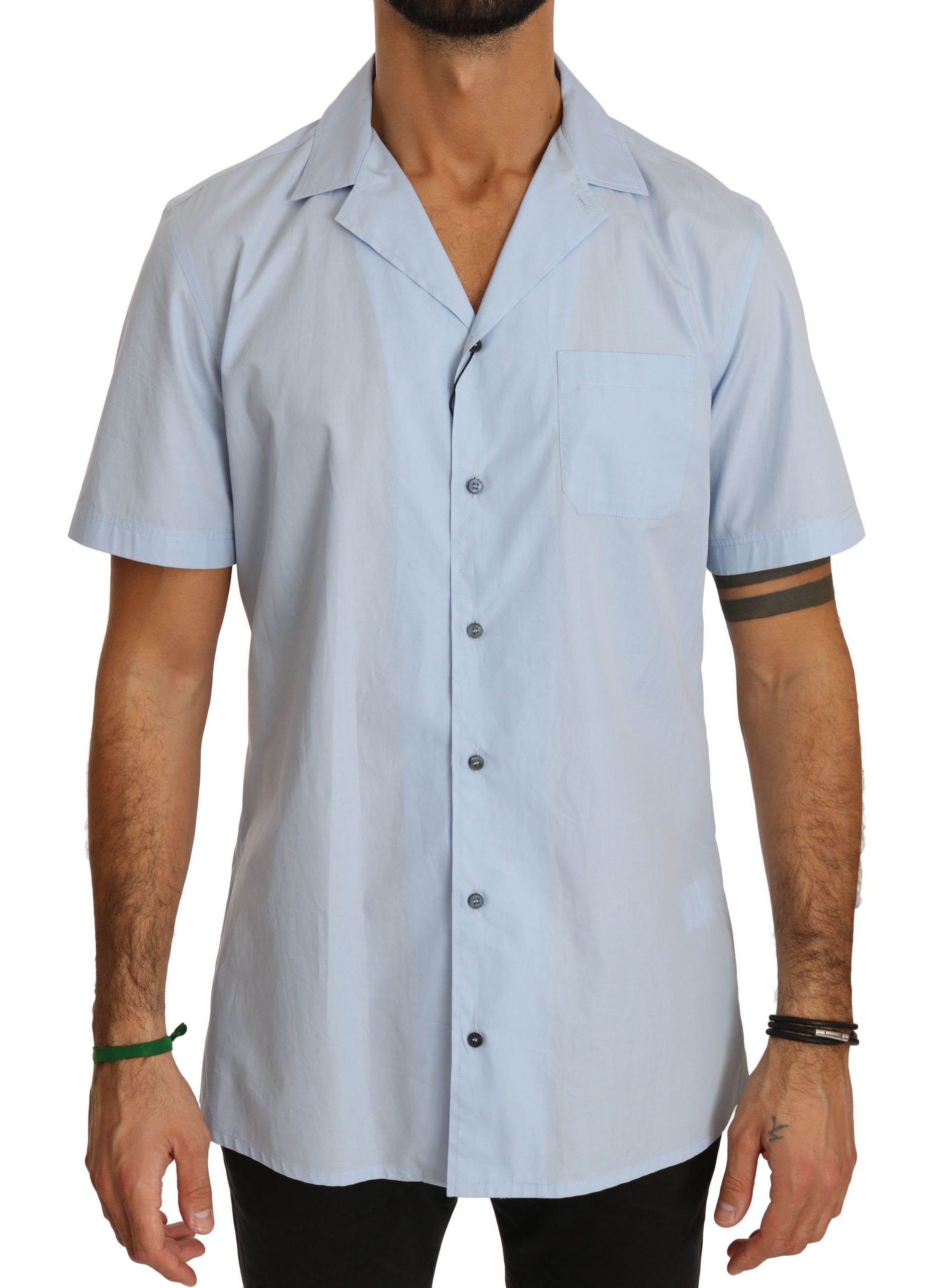 Elegant Blue Cotton Casual Shirt - ventzia