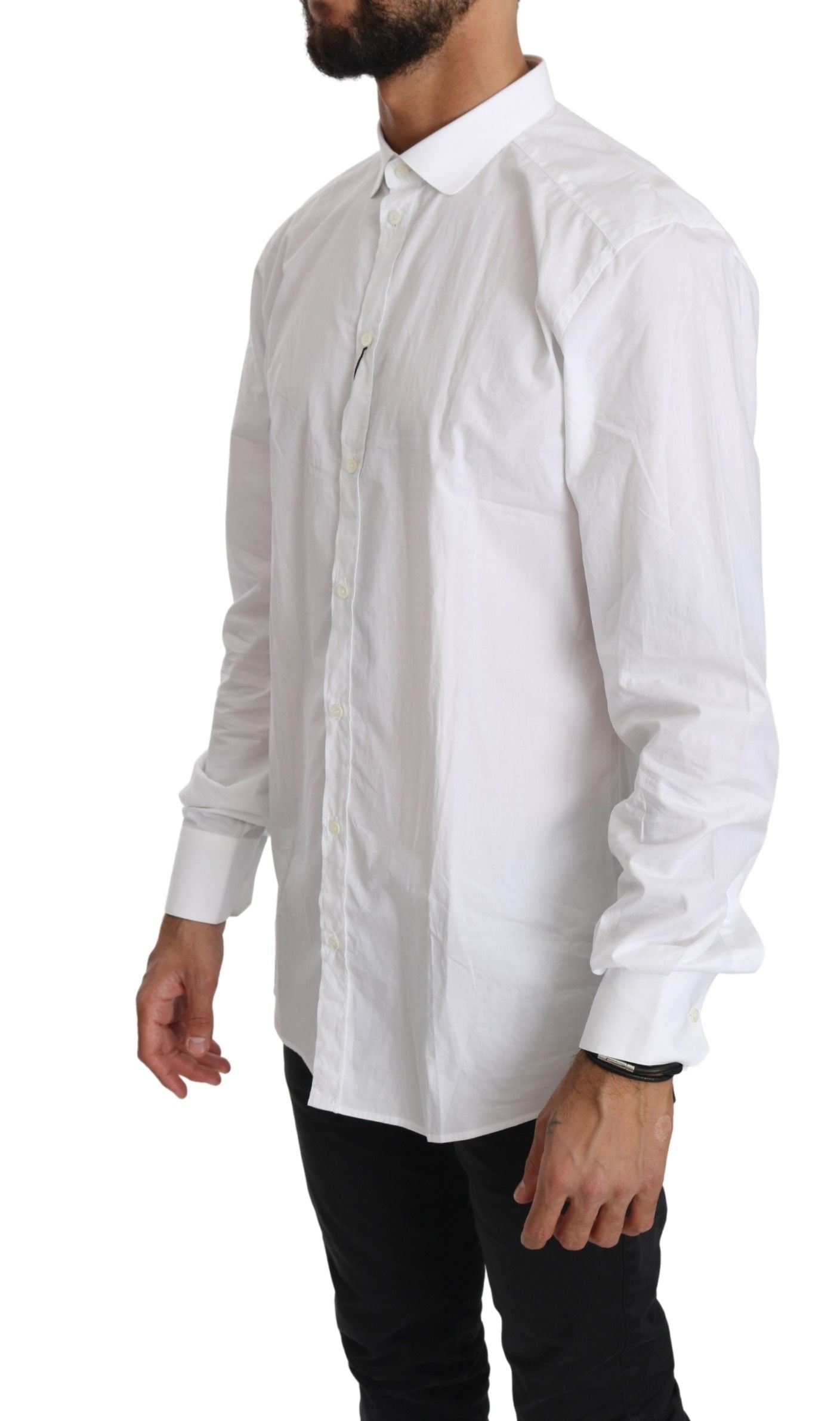 Elegant White Cotton Gold Fit Shirt - ventzia