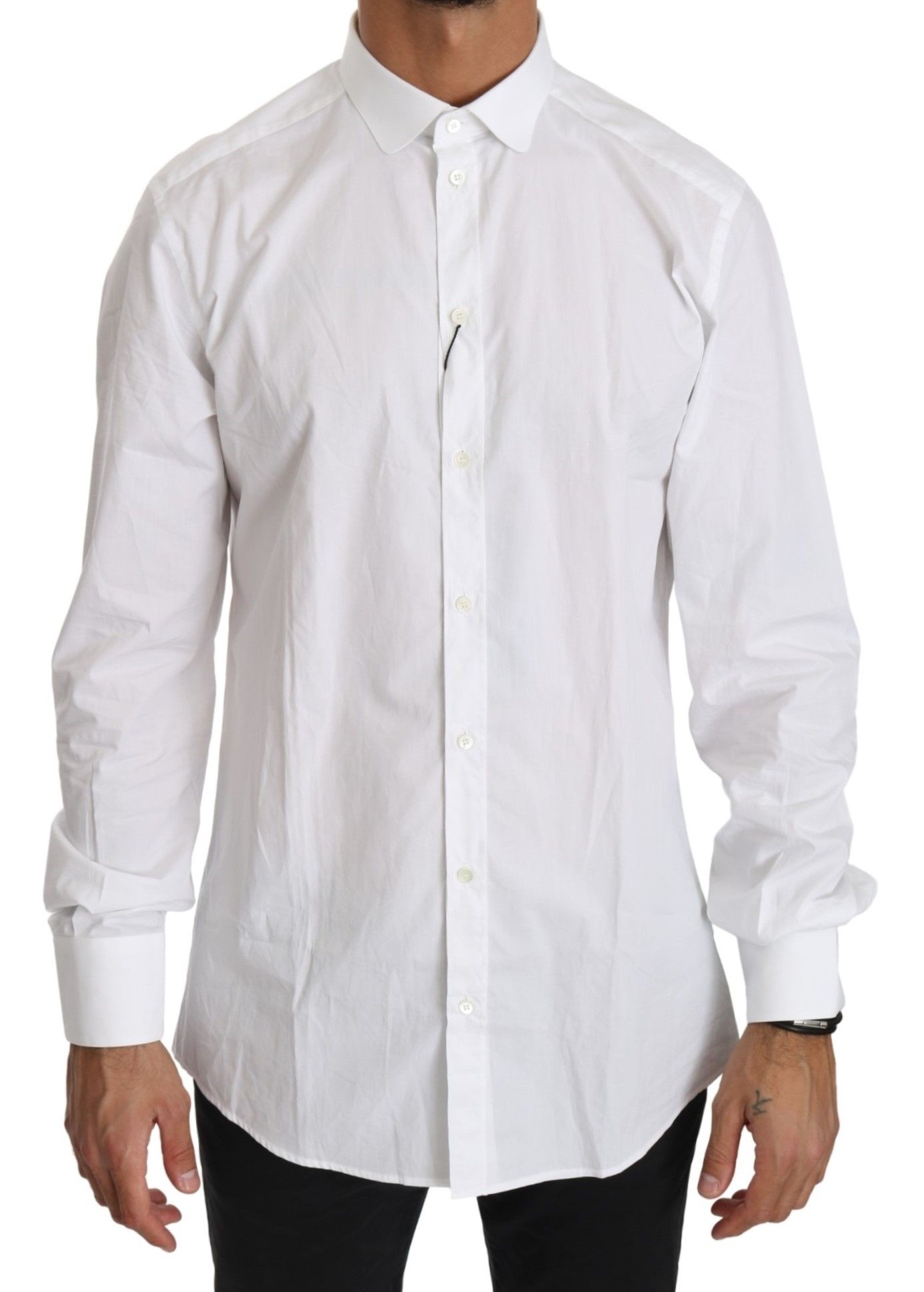 Elegant White Cotton Gold Fit Shirt - ventzia
