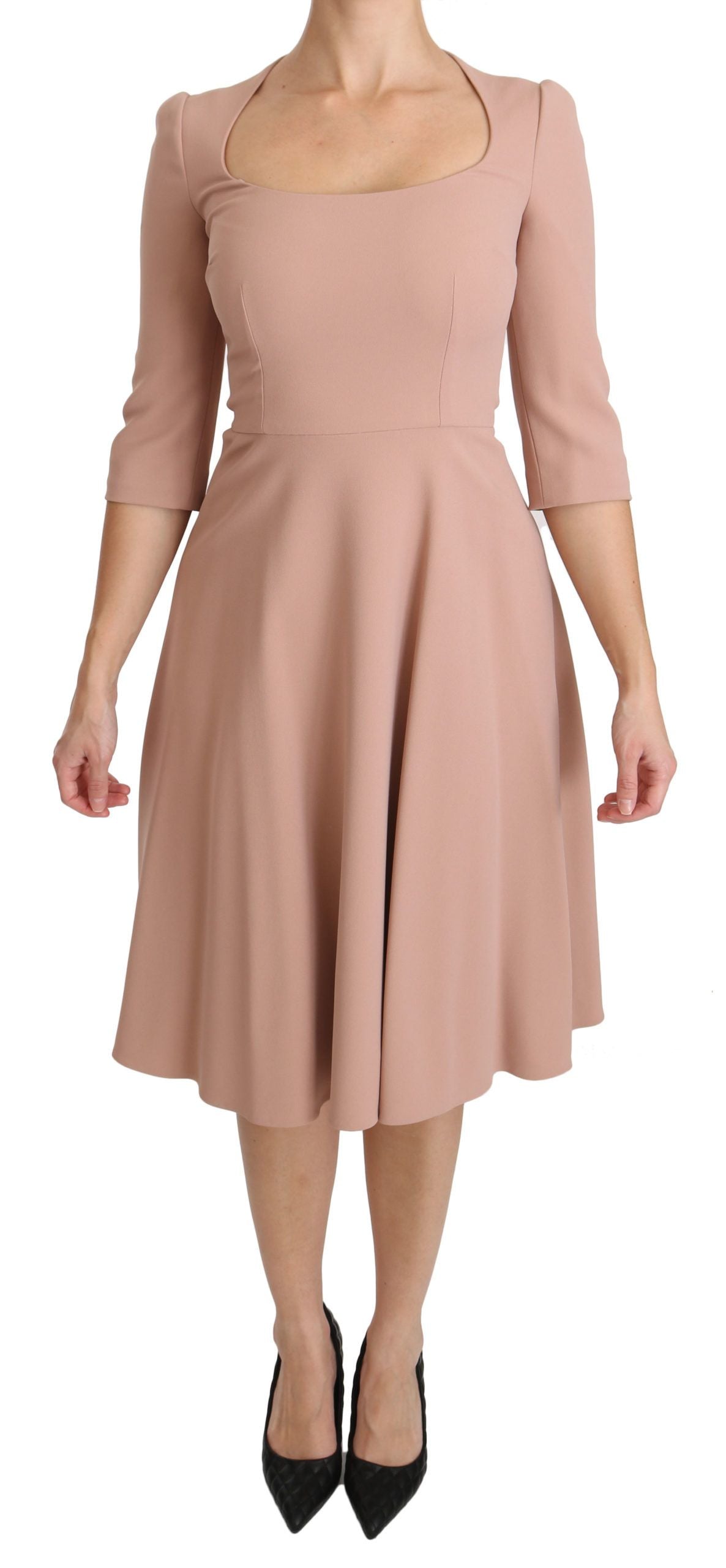 Elegant Light Pink A-Line Knee Length Dress - ventzia