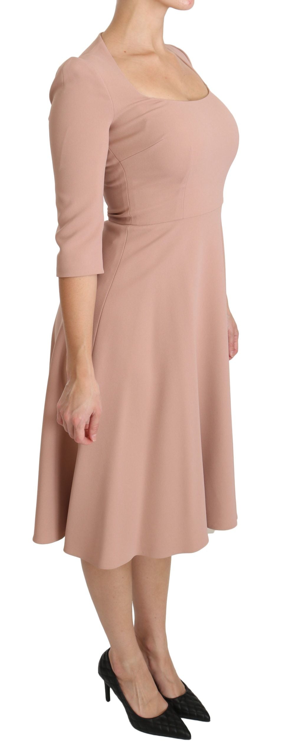 Elegant Light Pink A-Line Knee Length Dress - ventzia