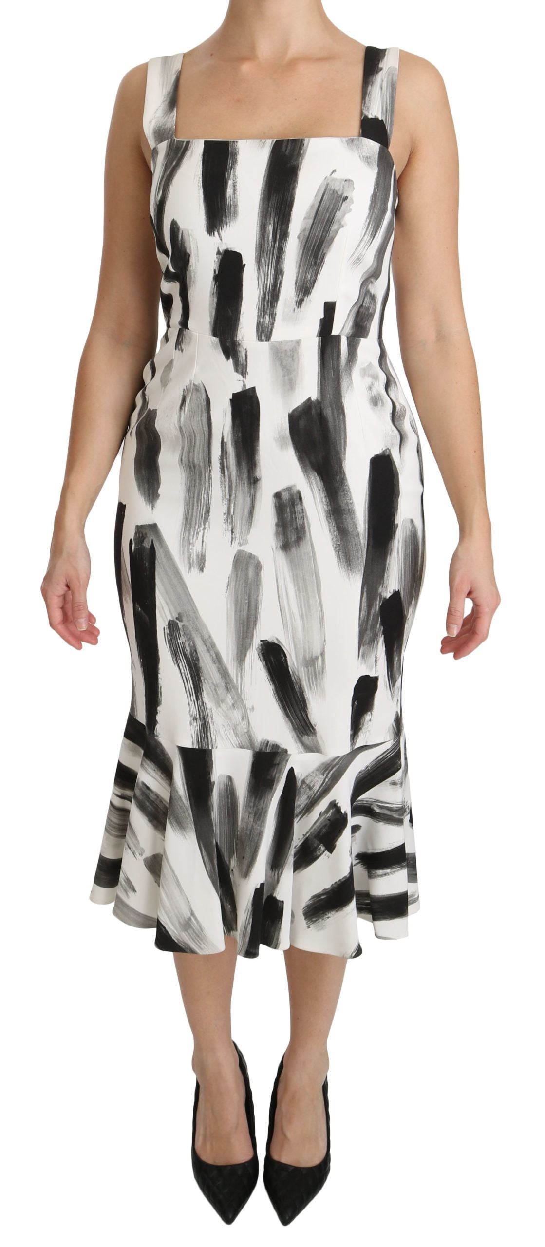 Chic Monochrome Sheath Midi Dress - ventzia