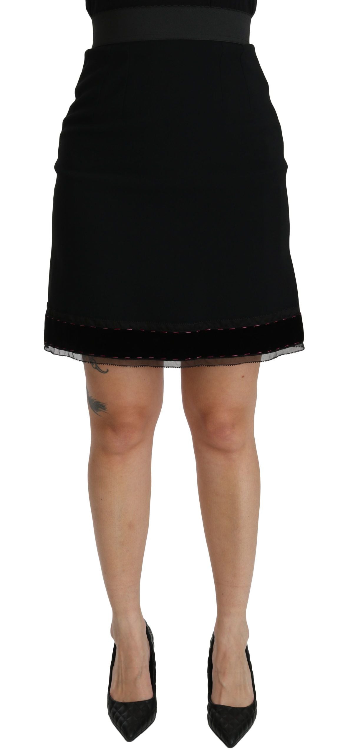 Elegant High-Waist Black Skirt - ventzia