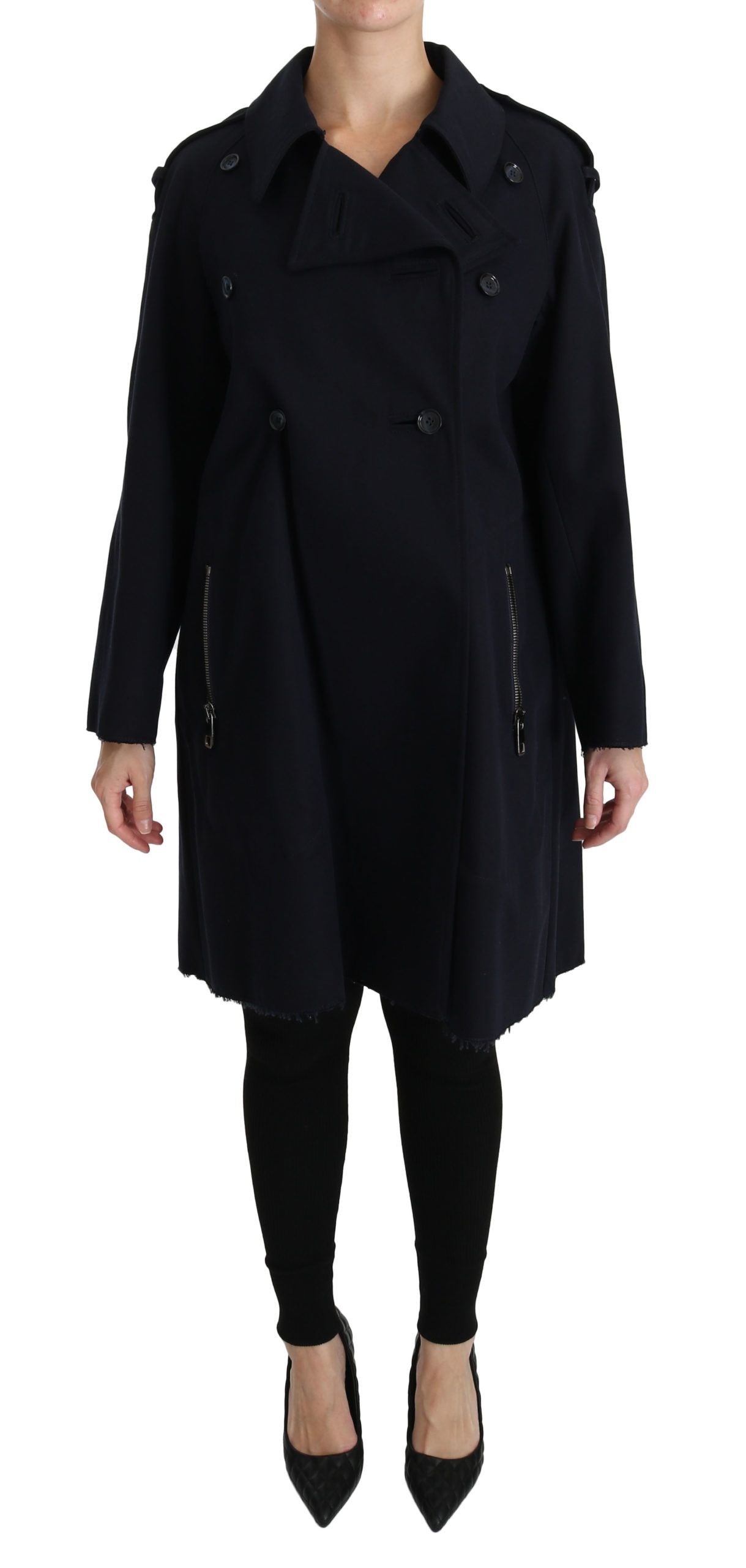 Elegant Polka Dot Lined Blue Jacket - ventzia
