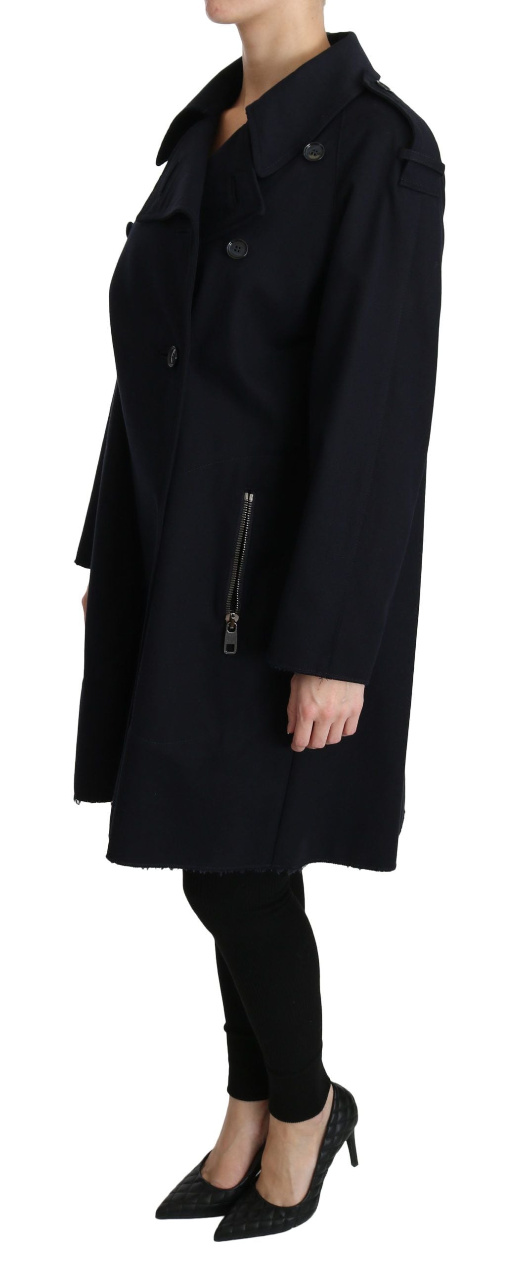 Elegant Polka Dot Lined Blue Jacket - ventzia