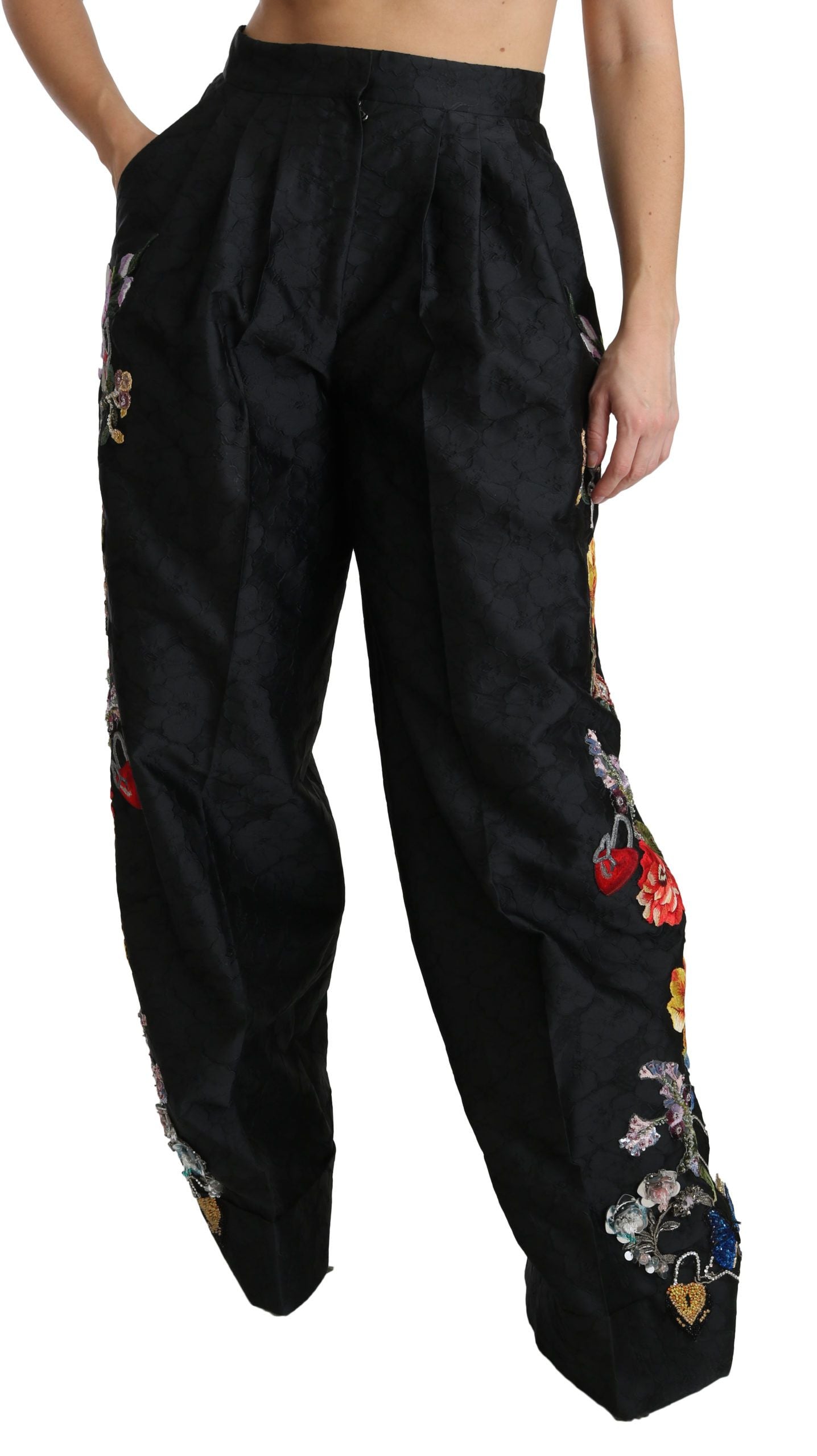 Elegant High Waist Wide Leg Floral Pants - ventzia