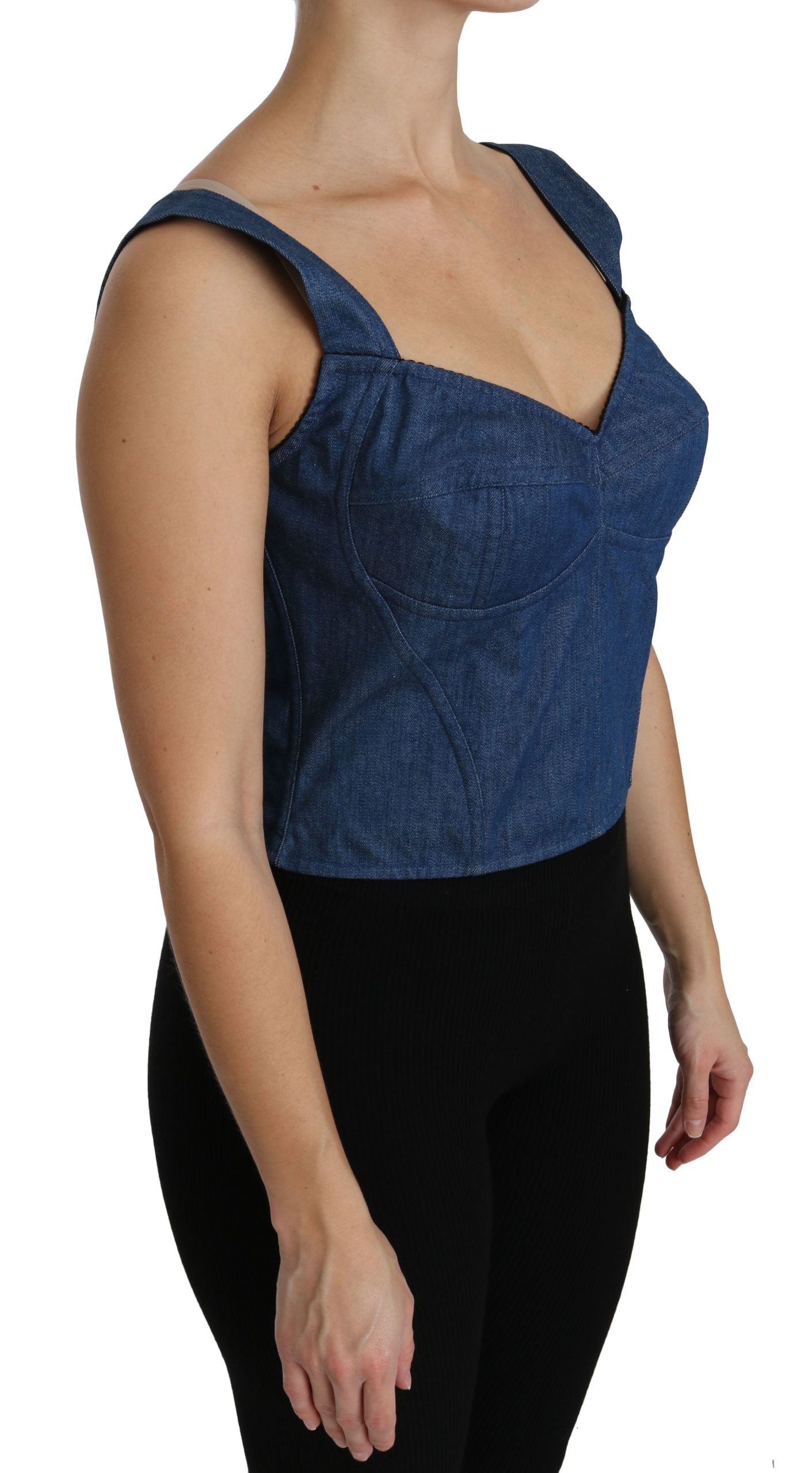 Elegant Sleeveless Bustier Top in Blue - ventzia