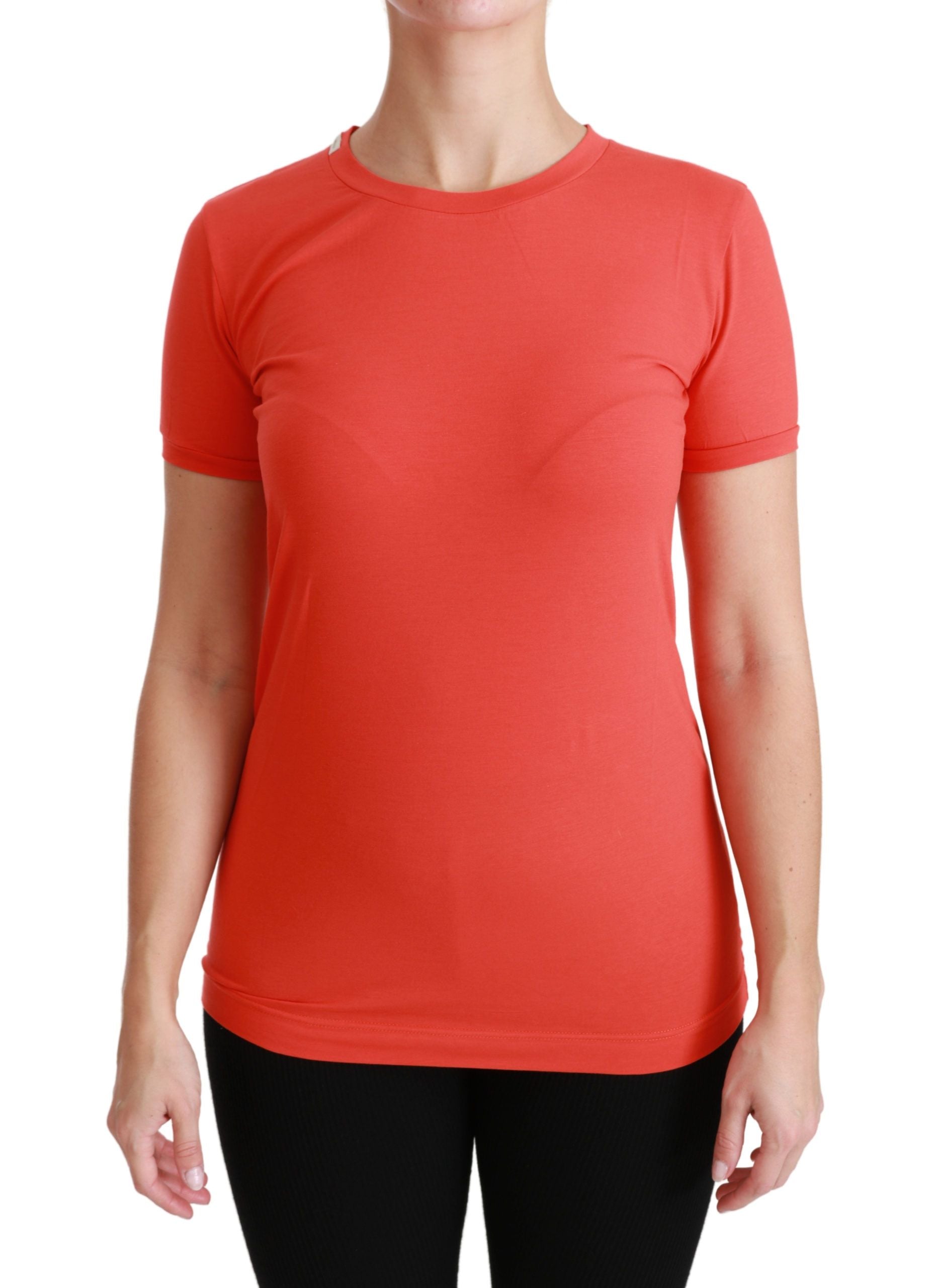 Elegant Red Crewneck Short Sleeve Tee - ventzia